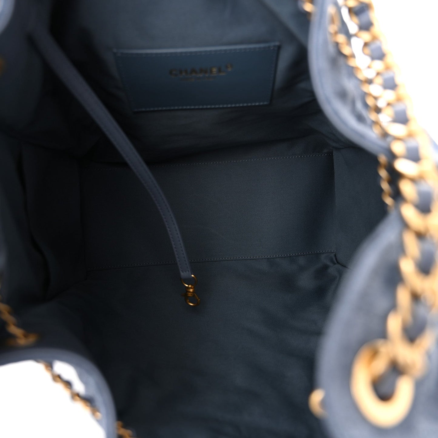 Suede Quilted Medium Chanel 25 Handbag Blue