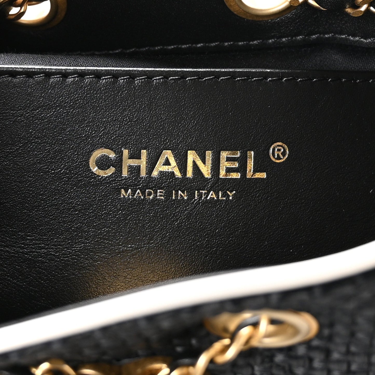 Braided Raffia Calfskin Quilted Mini Chanel 25 Handbag Black White