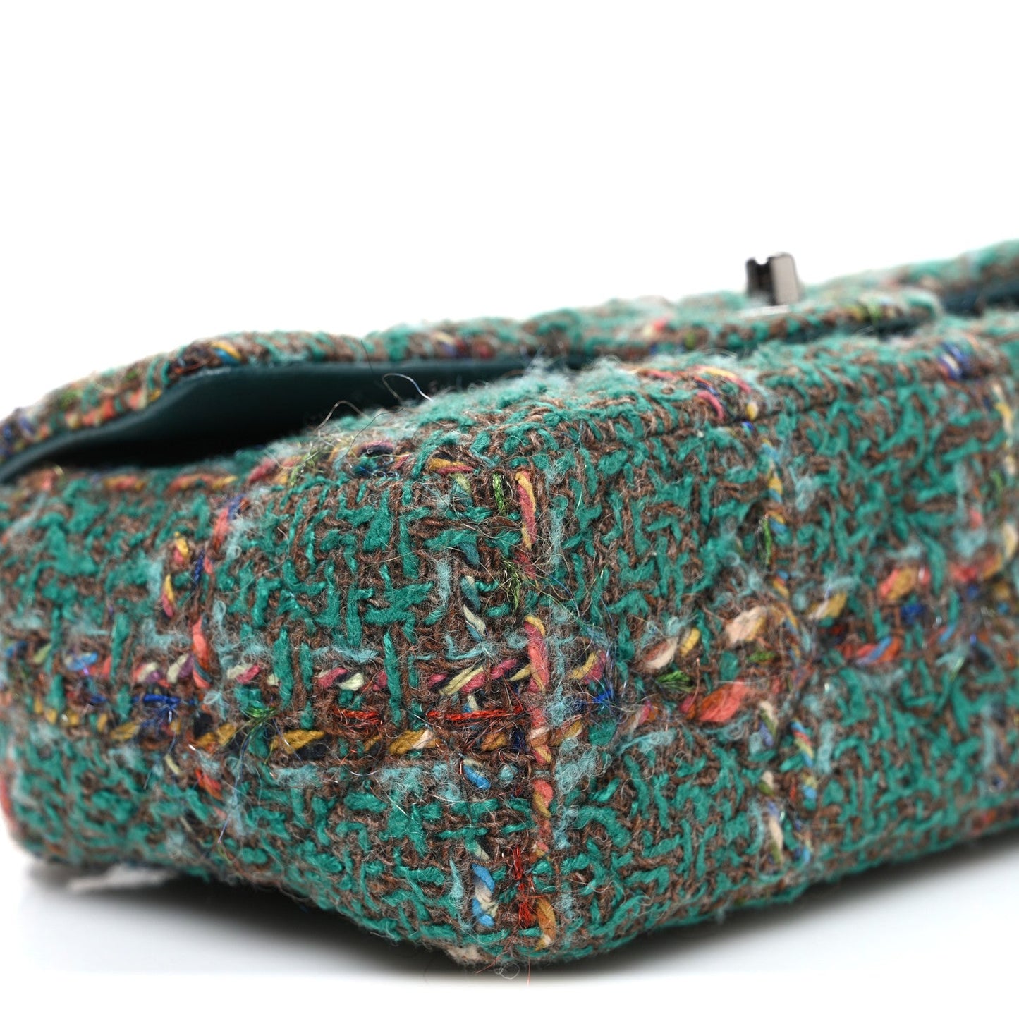 Tweed Quilted Mini Rectangular Flap Green