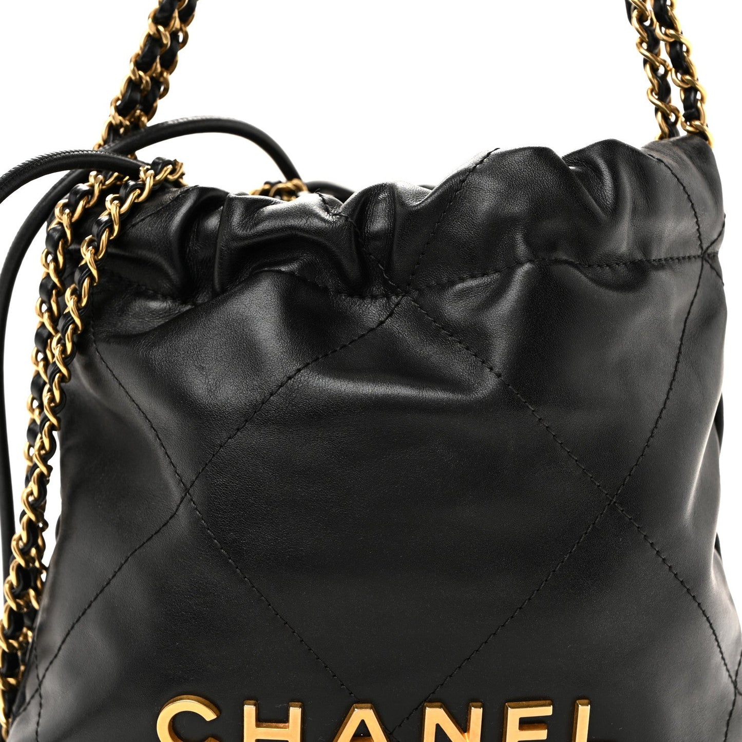 Shiny Calfskin Quilted Mini Chanel 22 Black