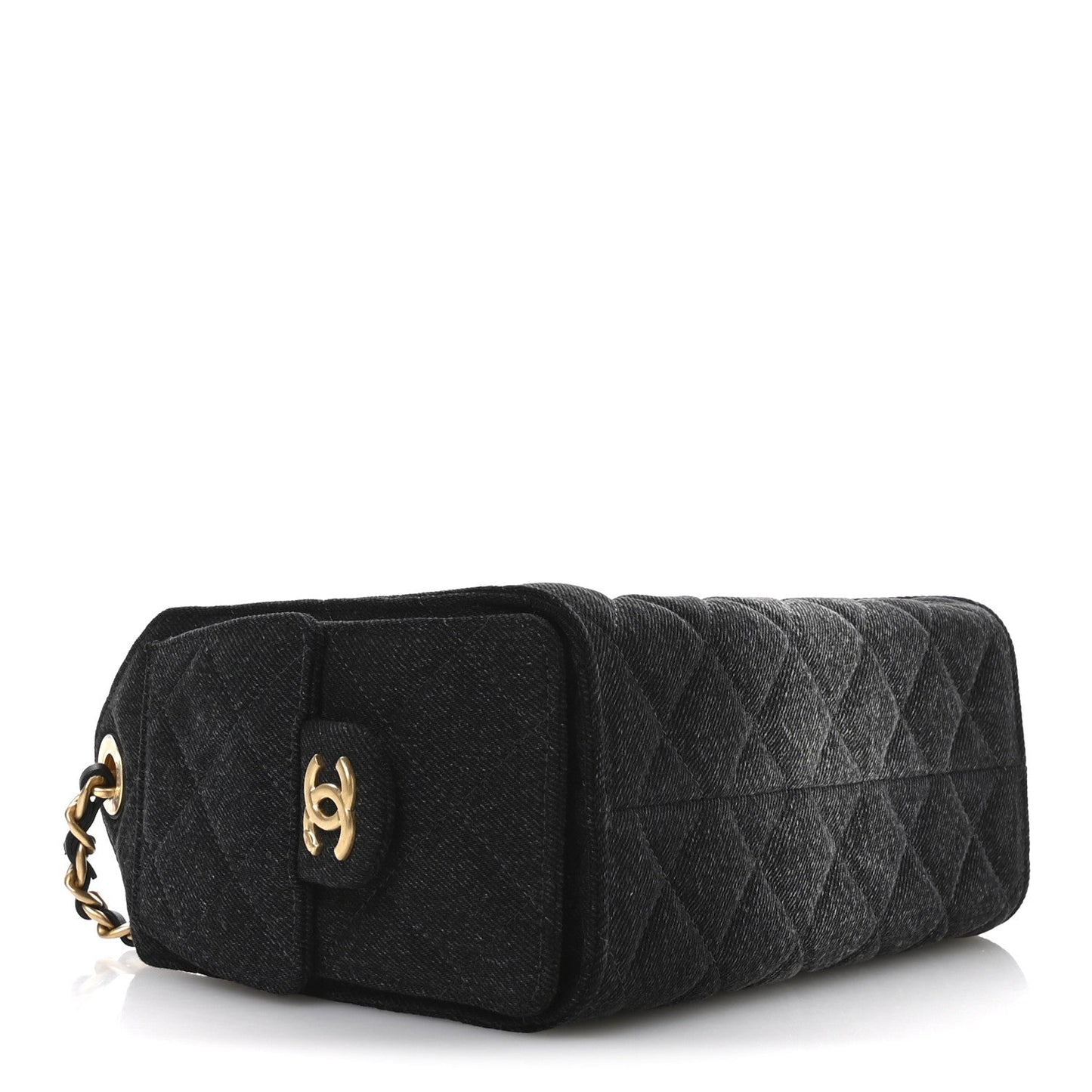 Washed Denim Quilted Mini Chanel 25 Handbag Black