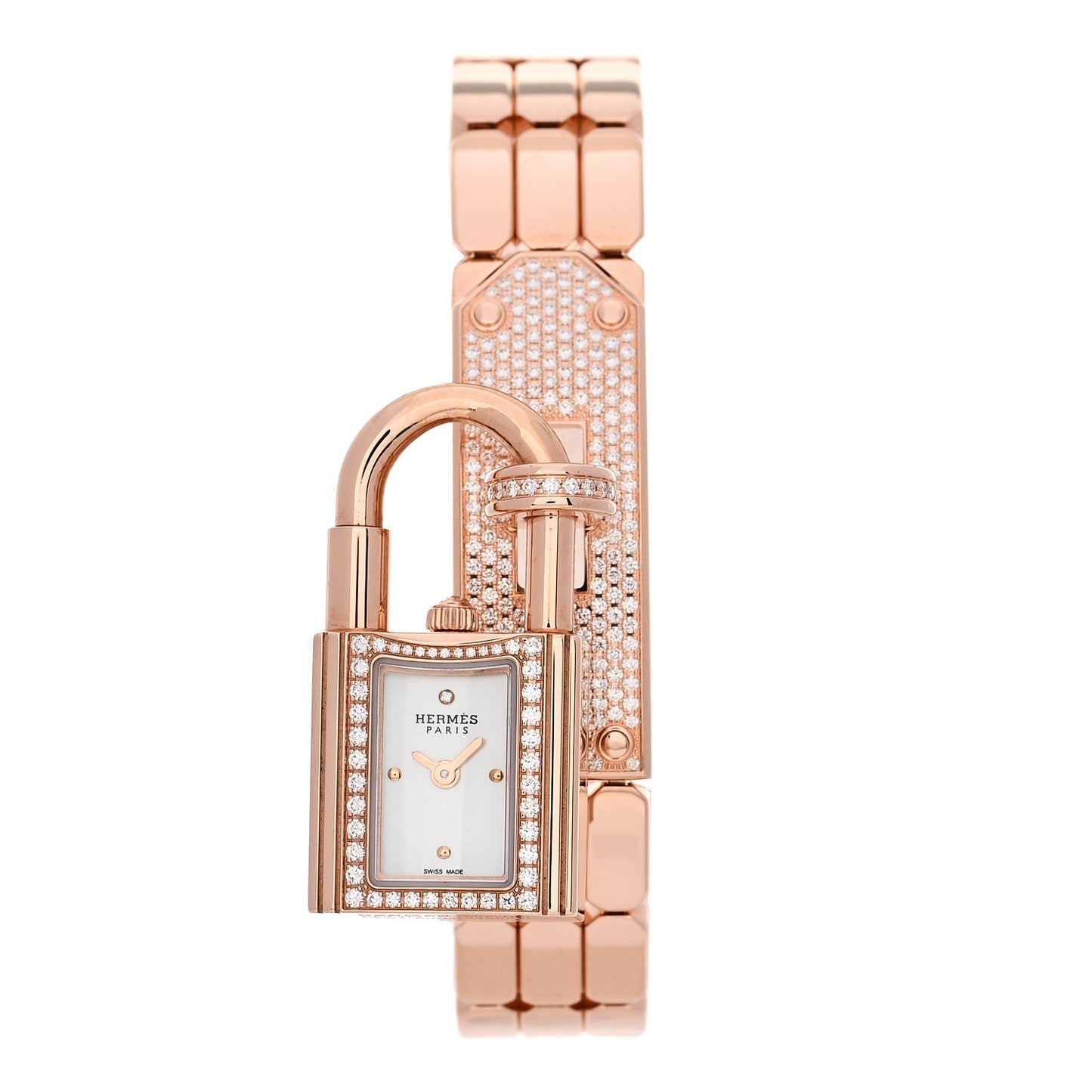 18K Rose Diamond Pave 16mm Kelly Quartz Watch