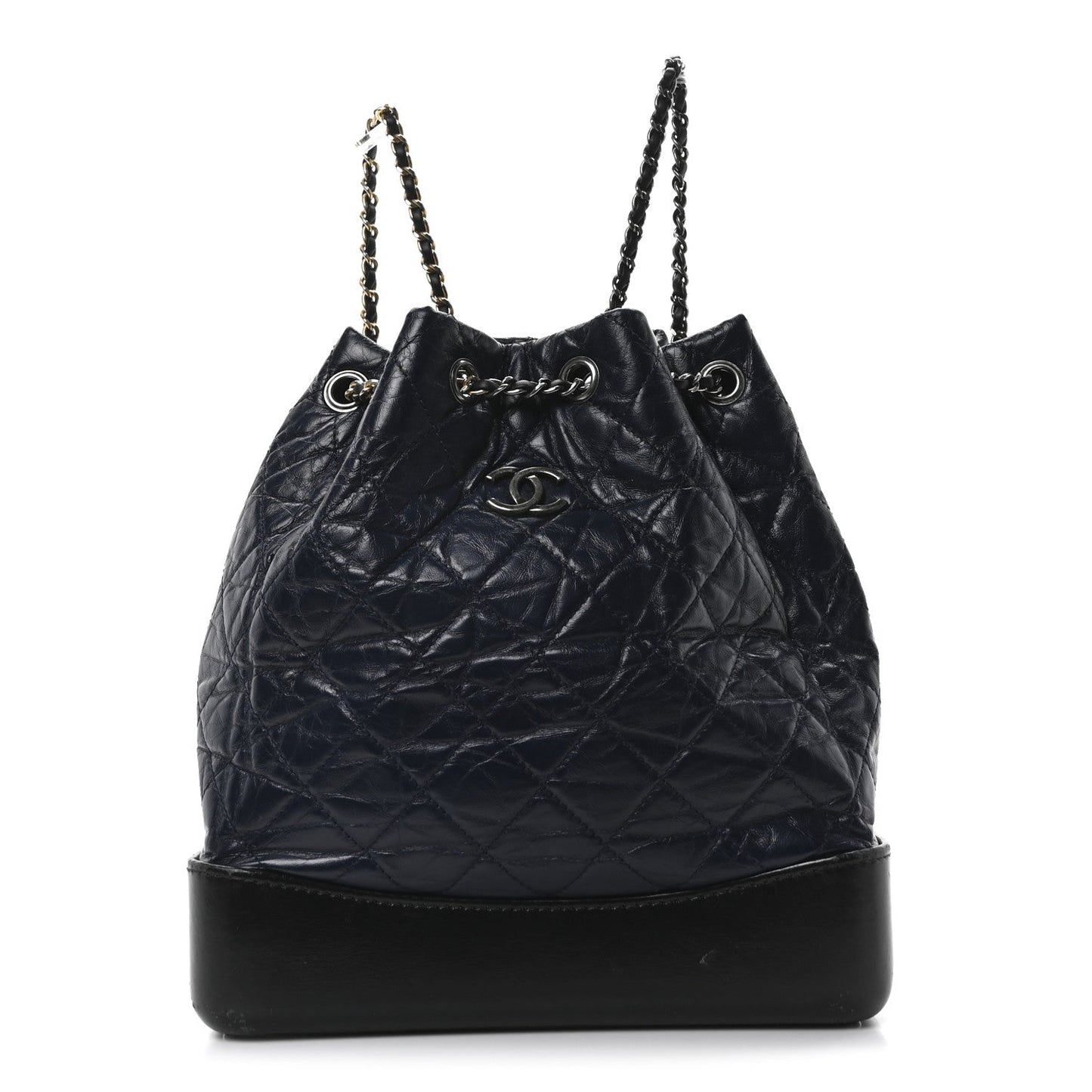 Aged Calfskin Quilted Small Gabrielle Backpack Blue Black
