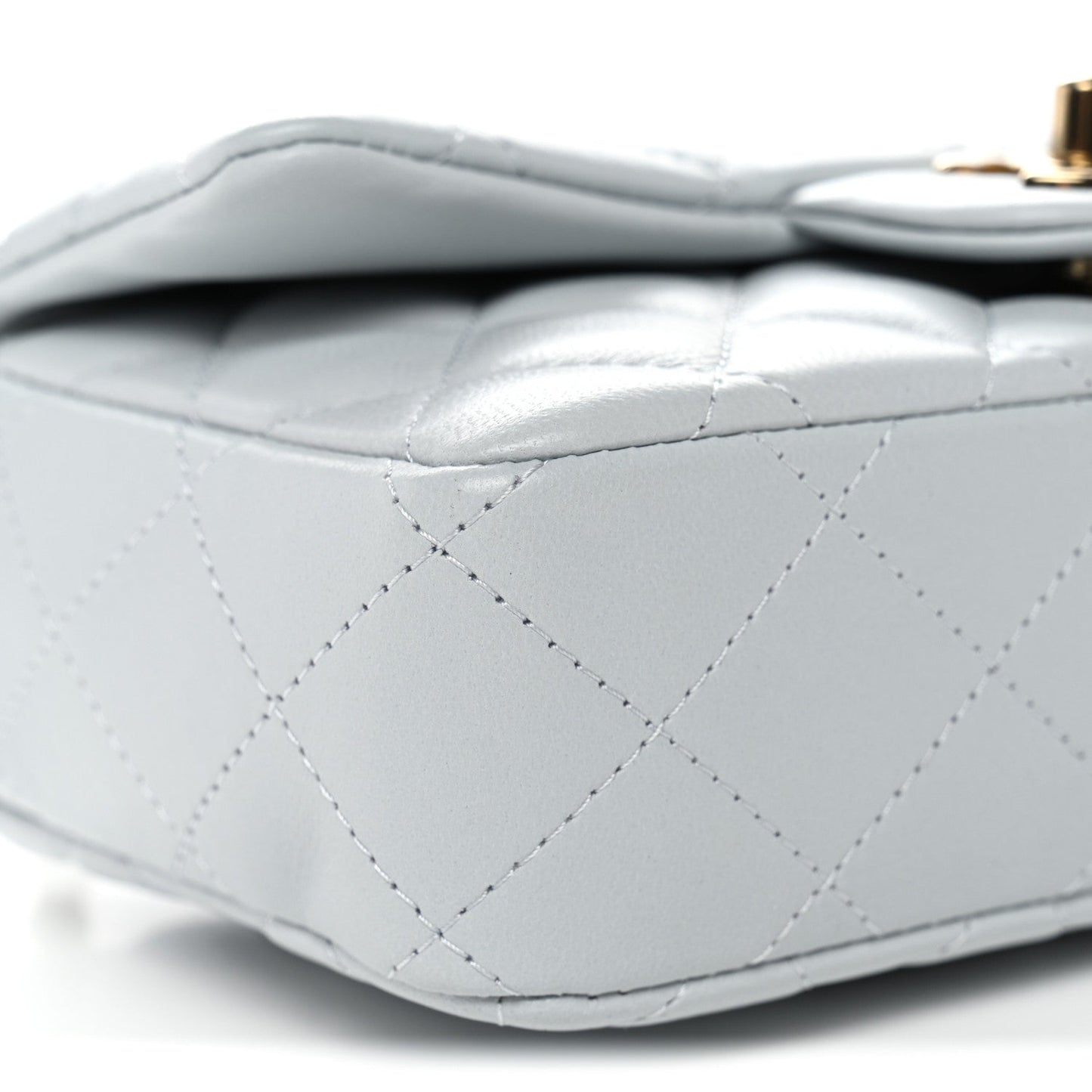Lambskin Quilted Extra Mini Rectangular Flap Light Blue