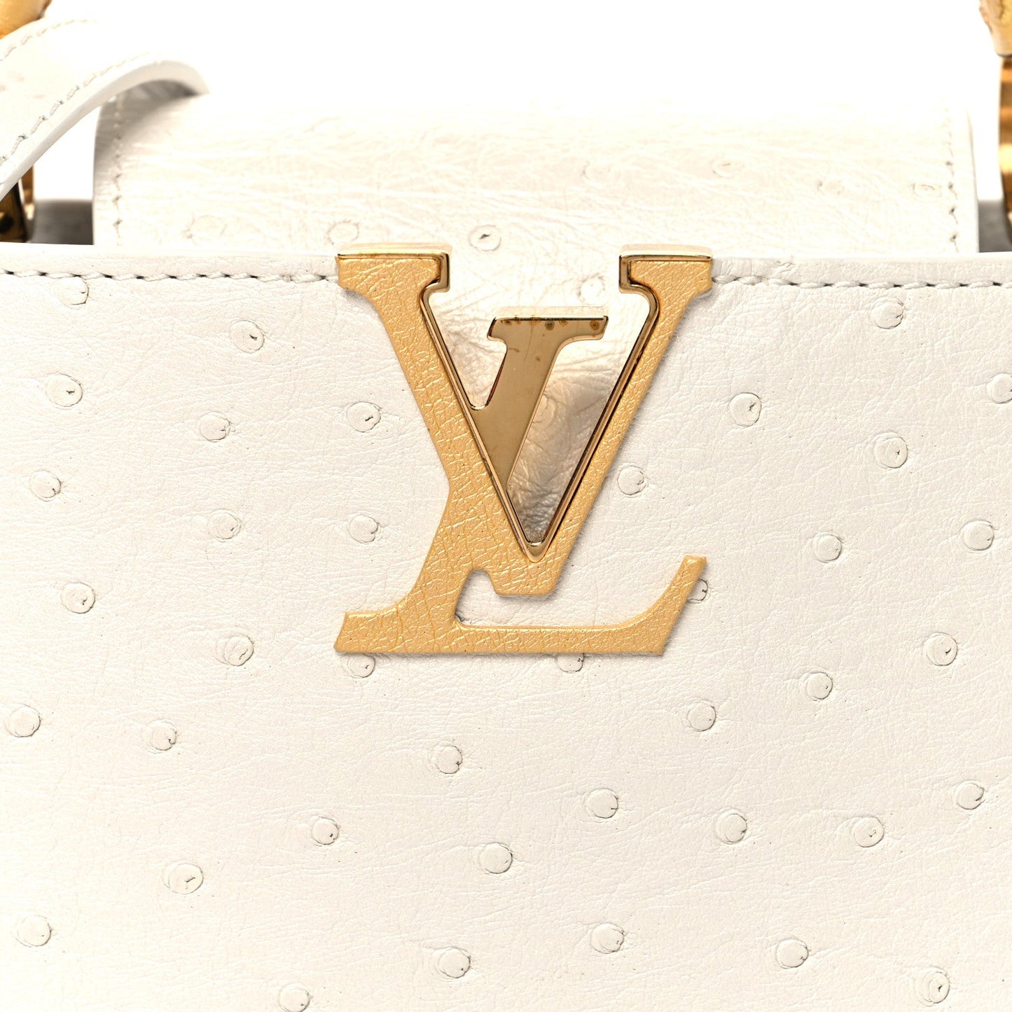 Iridescent Ostrich Capucines Mini White Gold