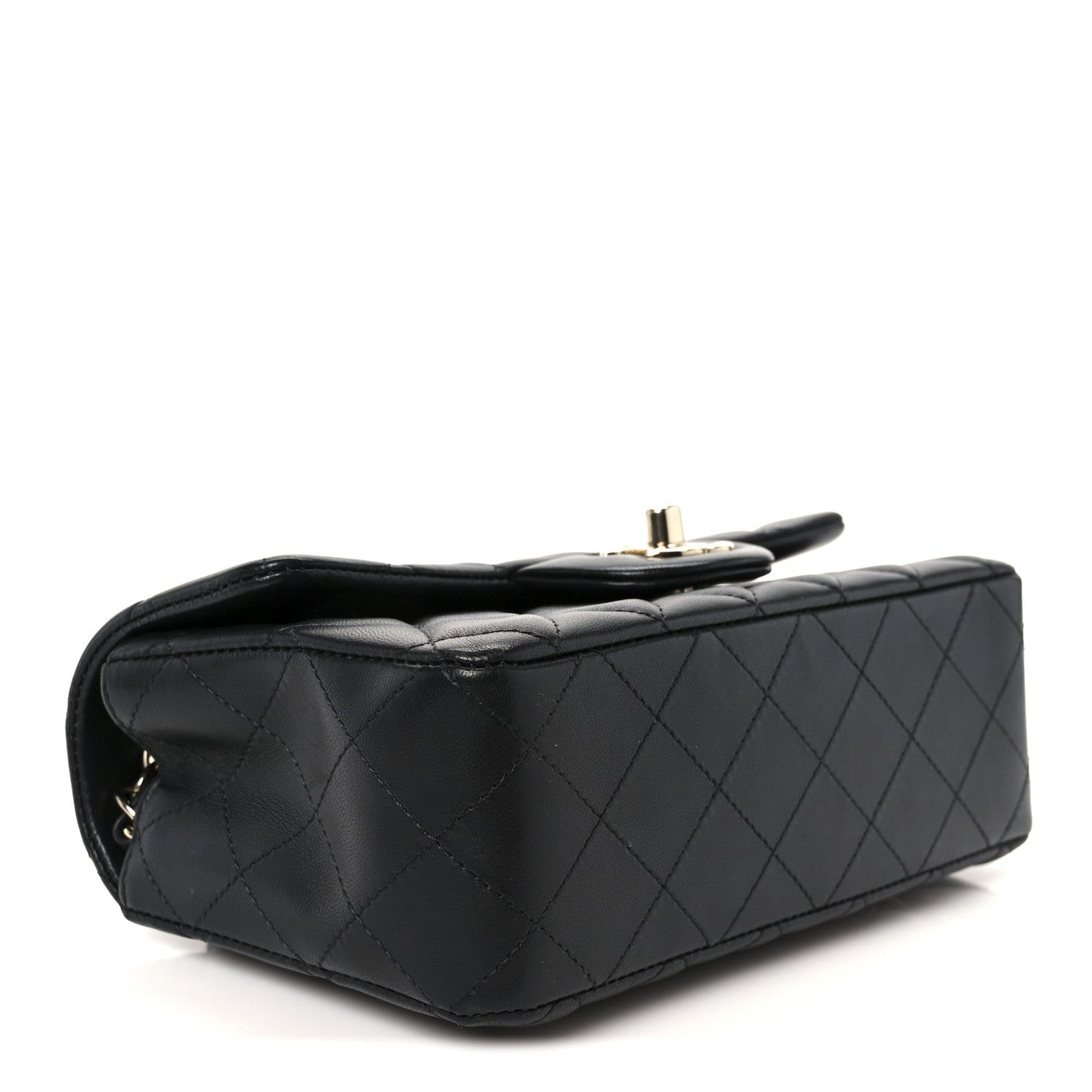 Lambskin Quilted Mini Rectangular Flap Black