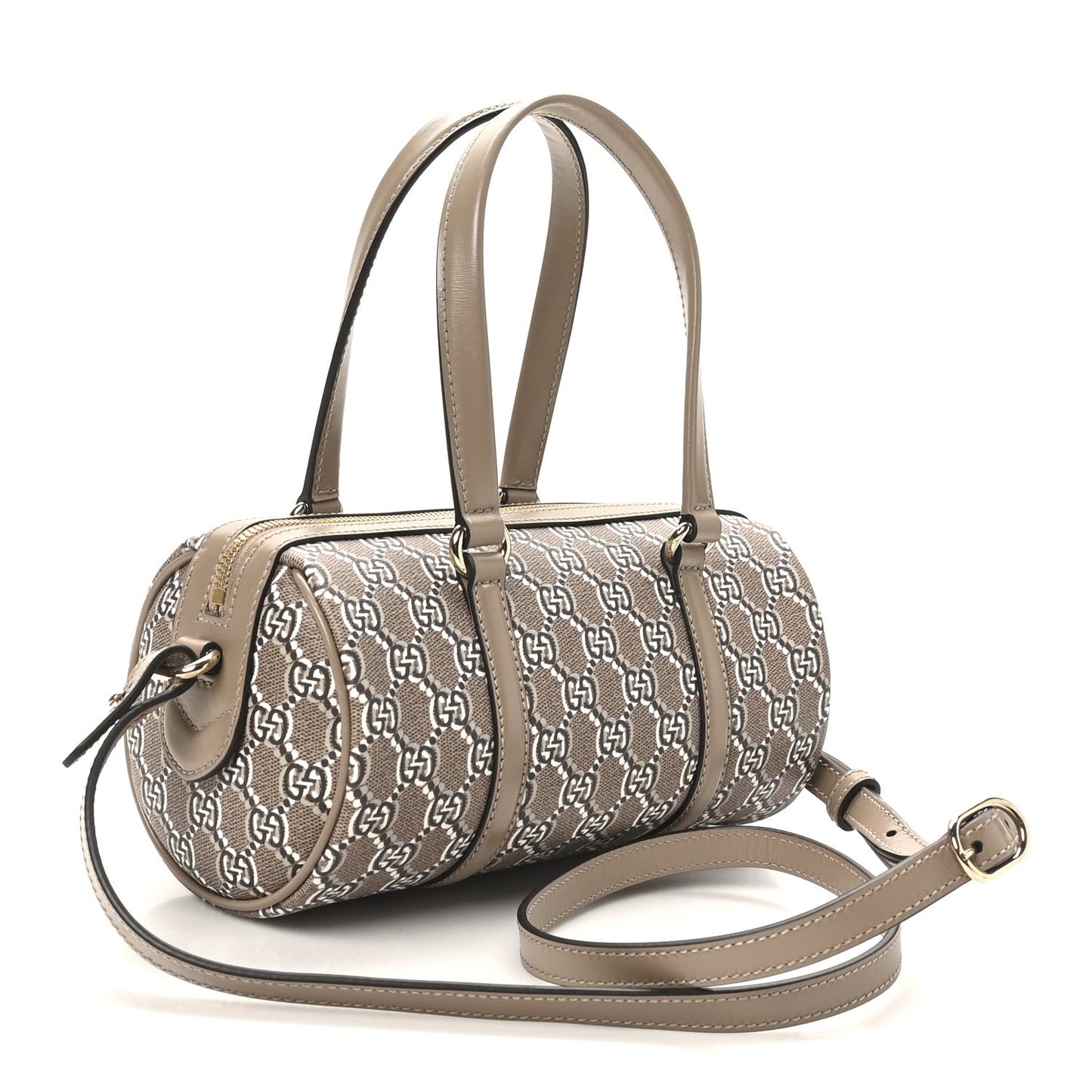 GG Shadow Monogram Ophidia Top Handle Bowler Bag Taupe