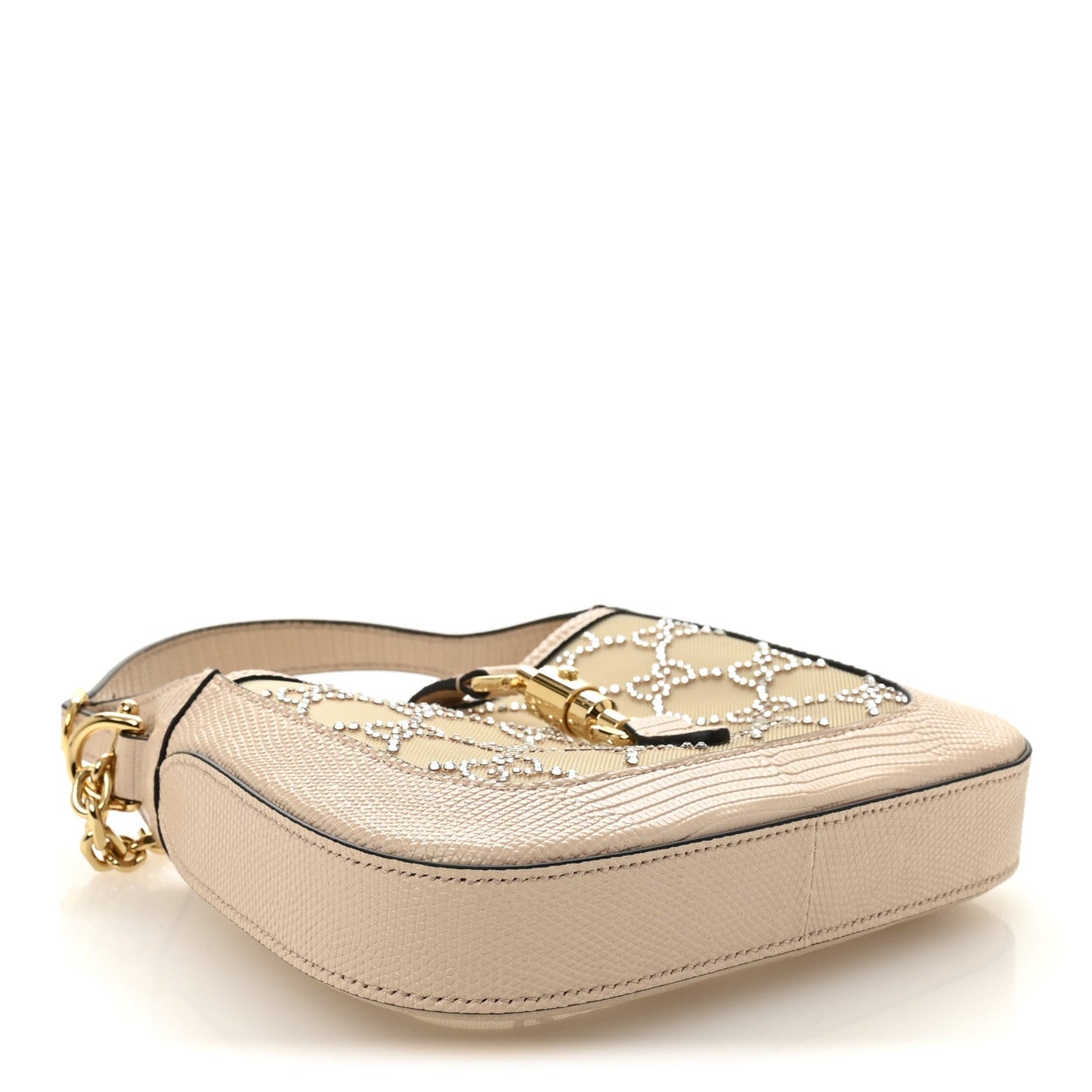 Lizard Mesh Crystal GG Monogram Mini Jackie 1961 Hobo Light Powder Skin Rose