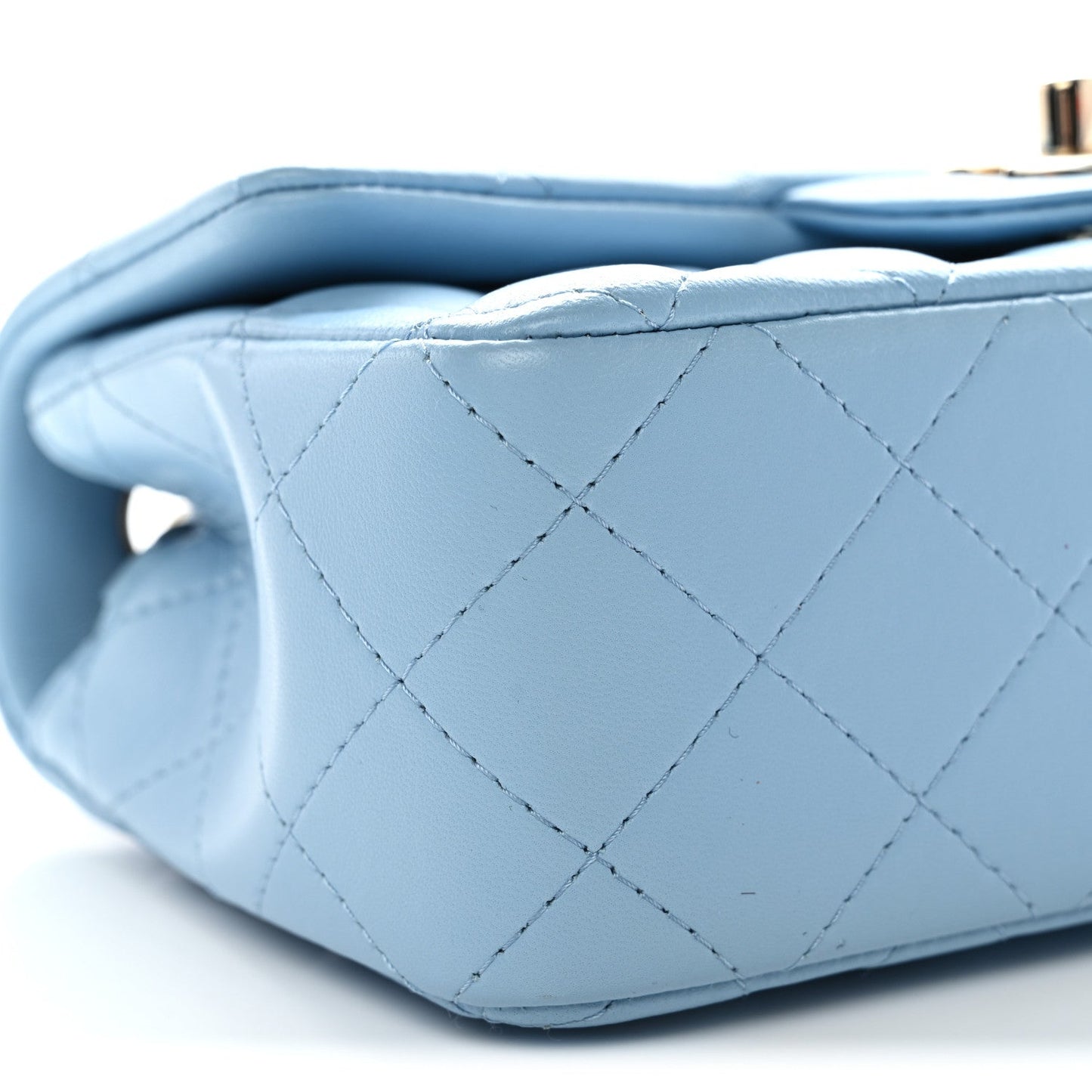 Lambskin Quilted Mini Rectangular Flap Light Blue