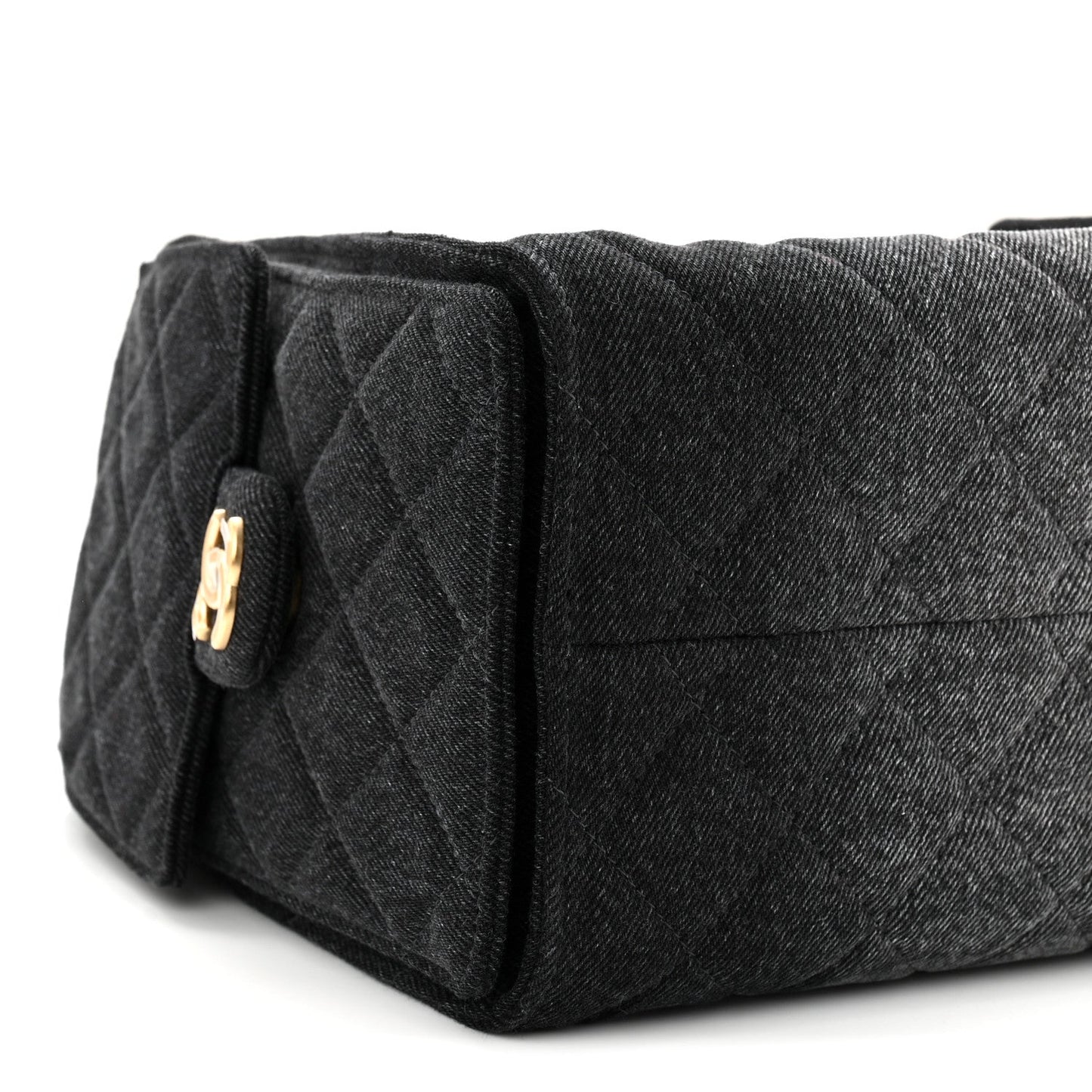 Washed Denim Quilted Small Chanel 25 Handbag Black