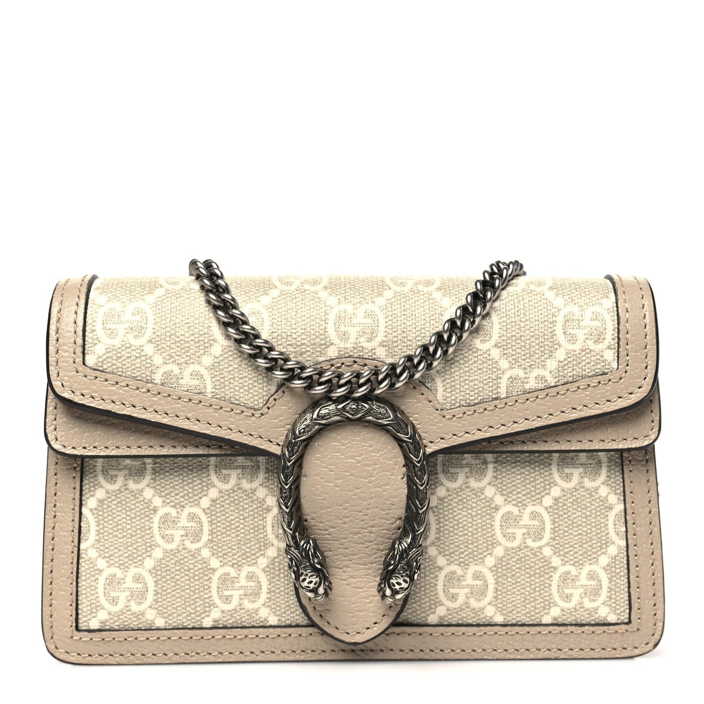 GG Supreme Monogram Textured Dollar Calfskin Super Mini Dionysus Shoulder Bag Beige Mystic White Oatmeal