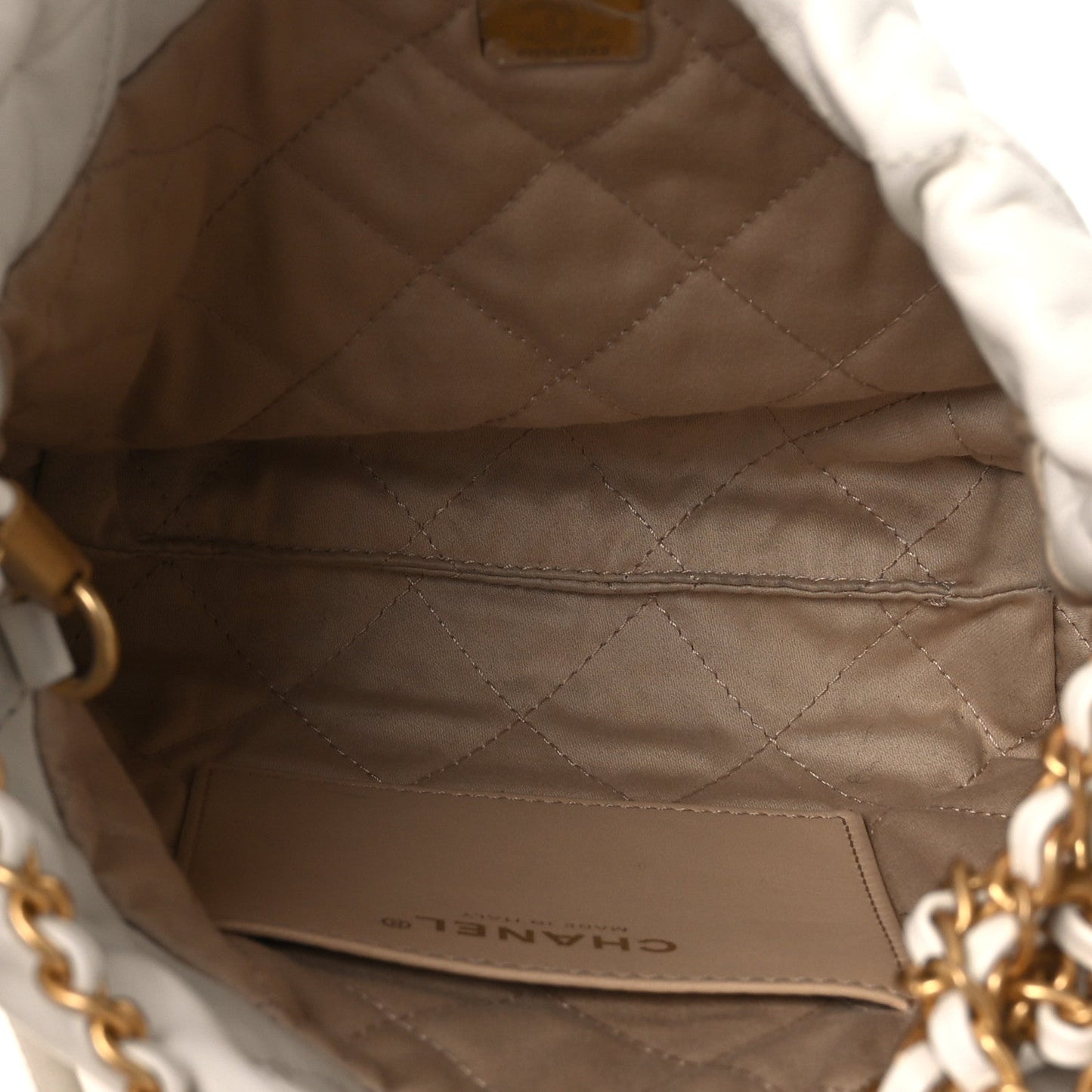 Shiny Calfskin Quilted Mini Chanel 22 White