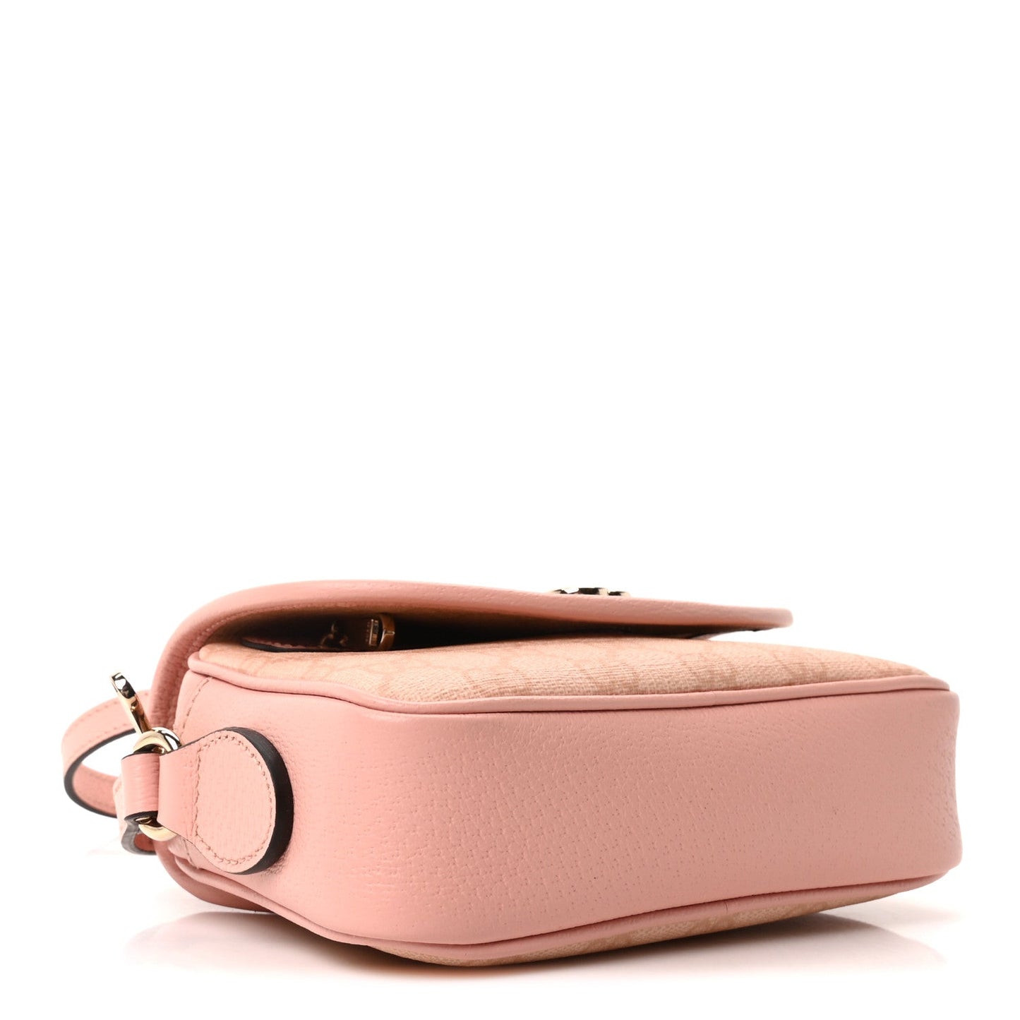 GG Supreme Monogram Textured Dollar Calfskin Mini Ophidia Flap Shoulder Bag Rose Pink