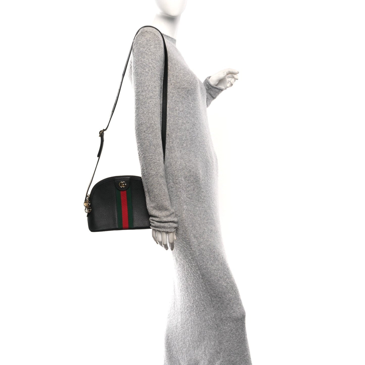 Calfskin GG Web Small Ophidia Dome Shoulder Bag Black