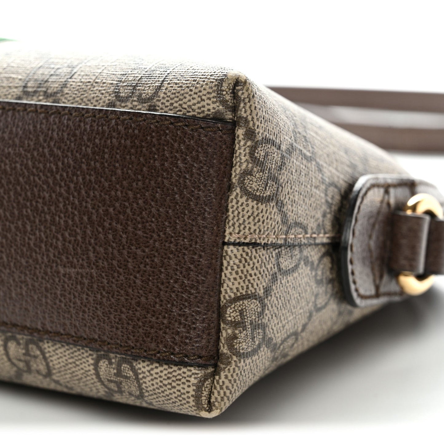 GG Supreme Monogram Textured Dollar Calfskin Web Small Ophidia Dome Shoulder Bag Beige Ebony New Acero