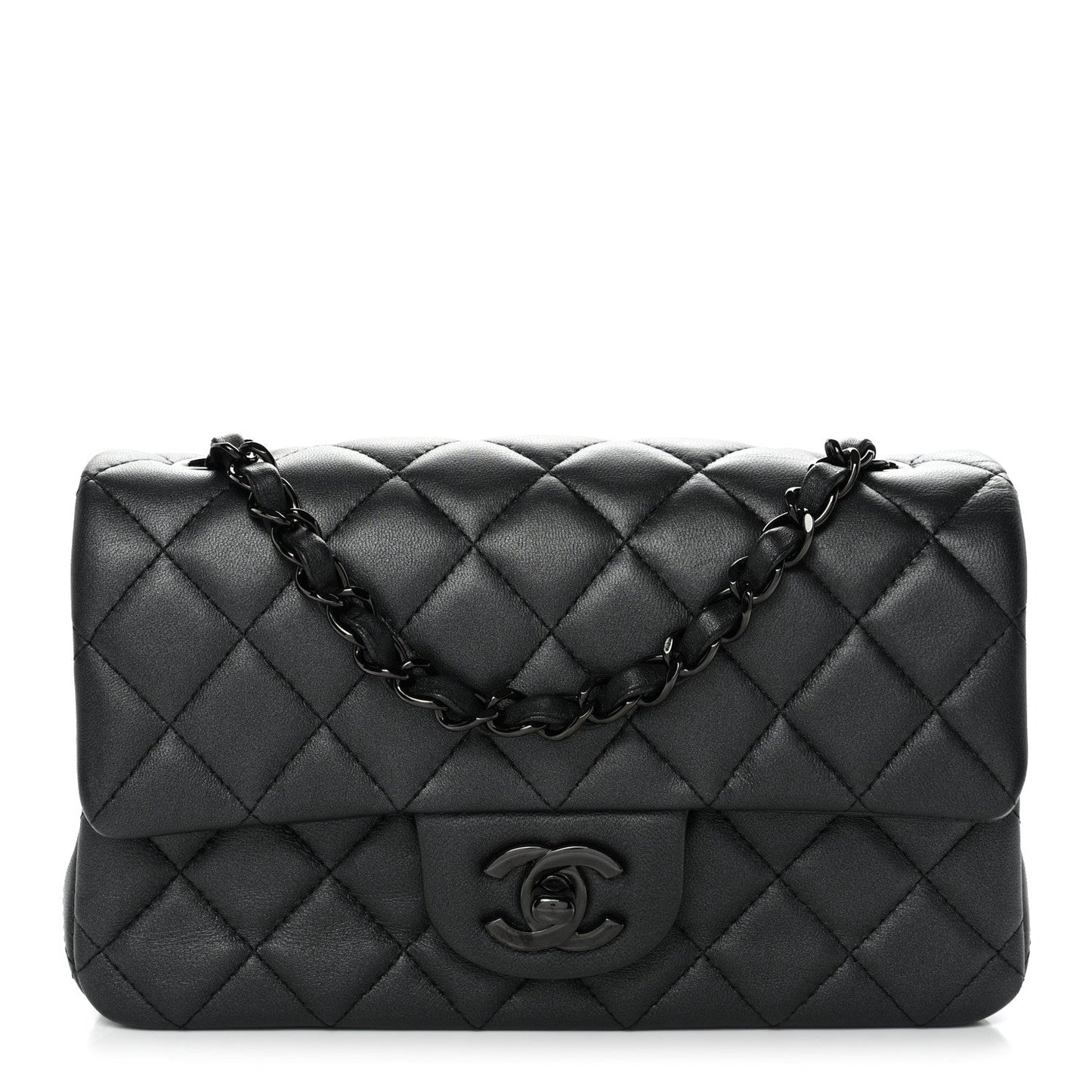 Lambskin Quilted Mini Rectangular Flap So Black