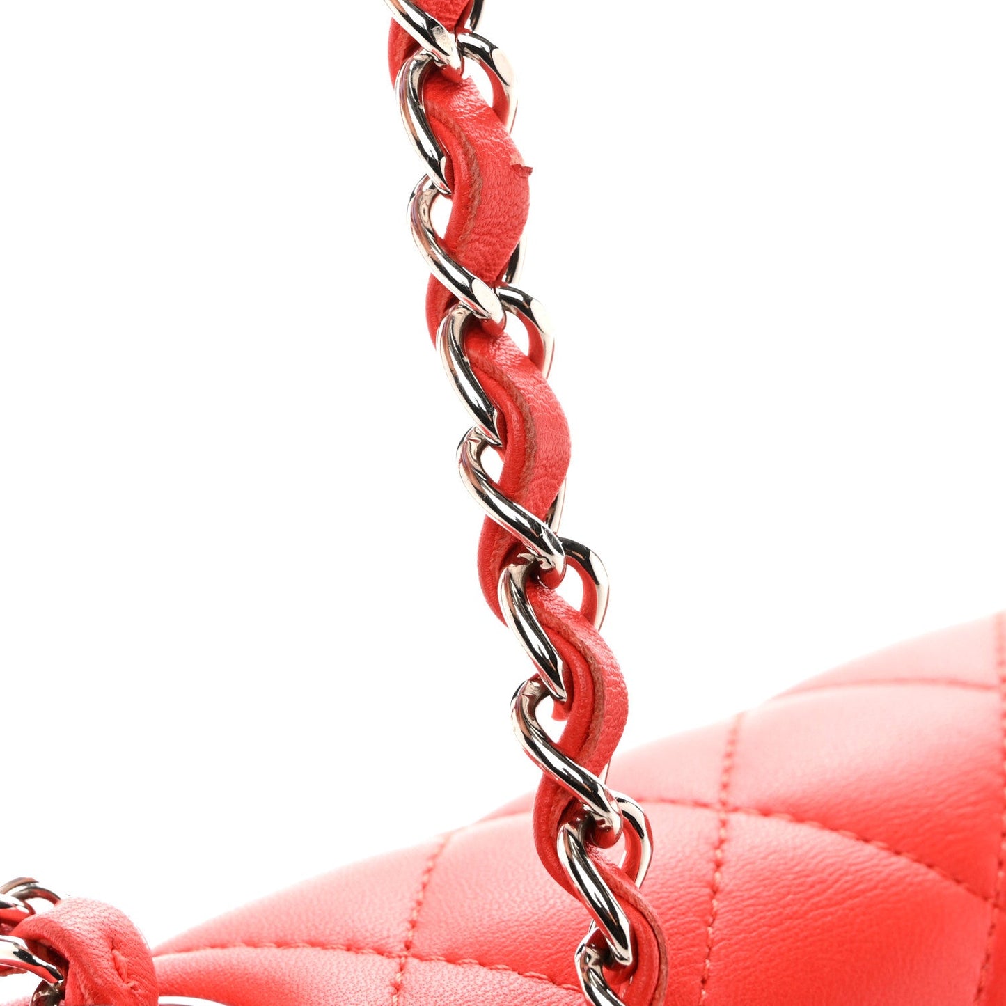 Lambskin Quilted Mini Rectangular Flap Red