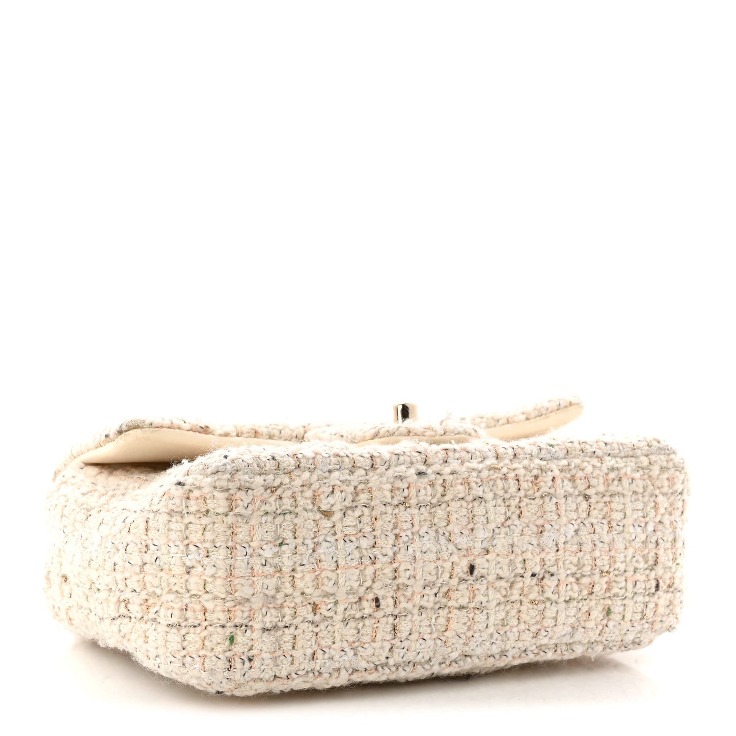 Tweed Quilted Mini Rectangular Flap Off White