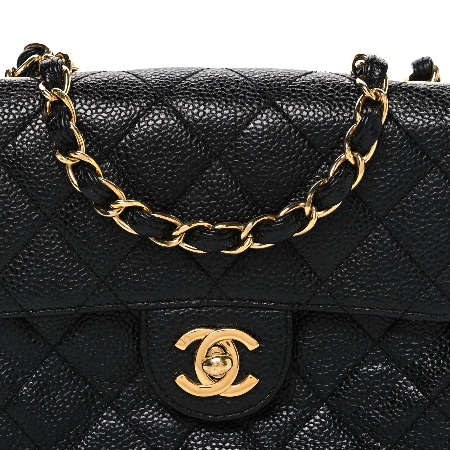 Caviar Quilted Mini Square Flap Black