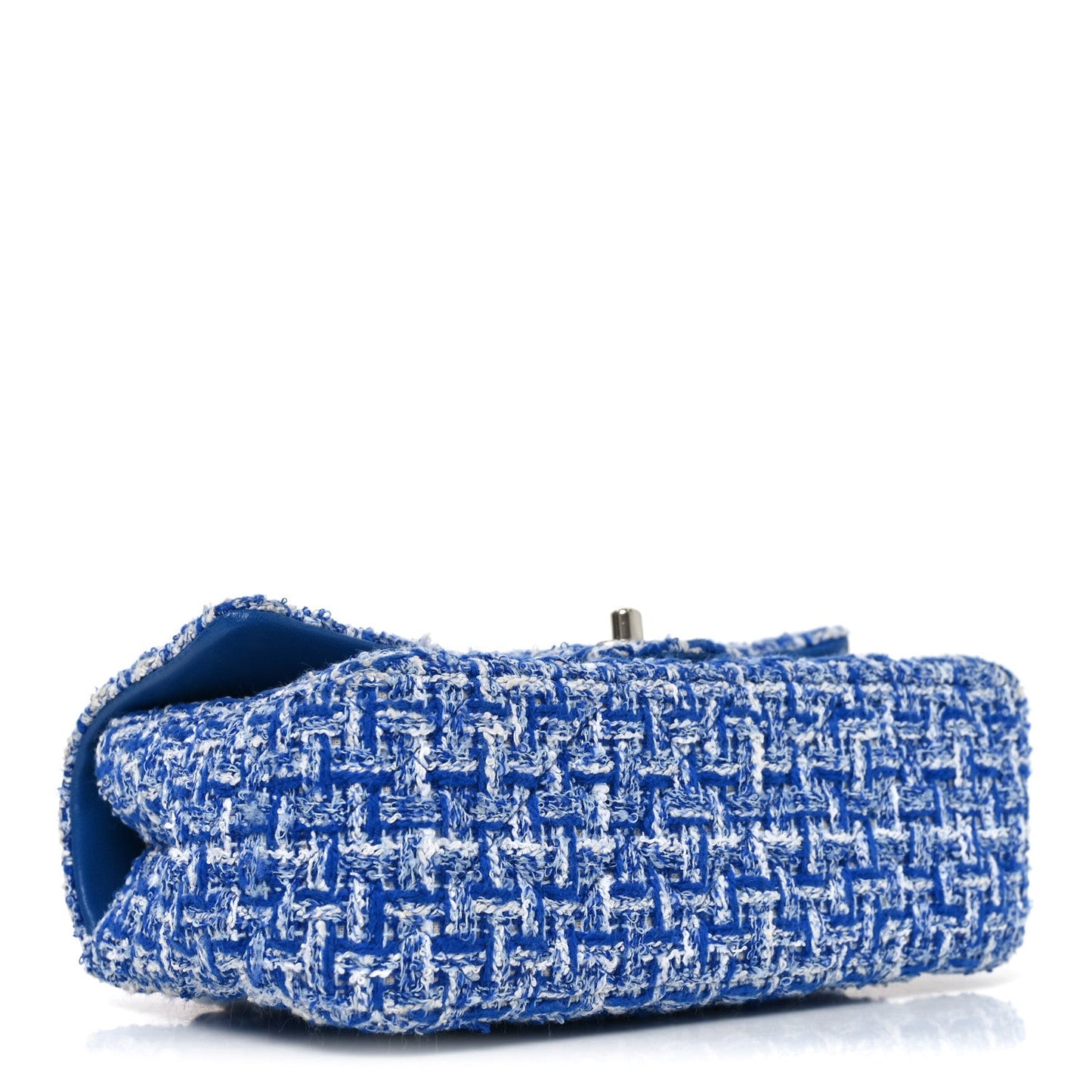 Tweed Quilted Mini Rectangular Flap Blue White