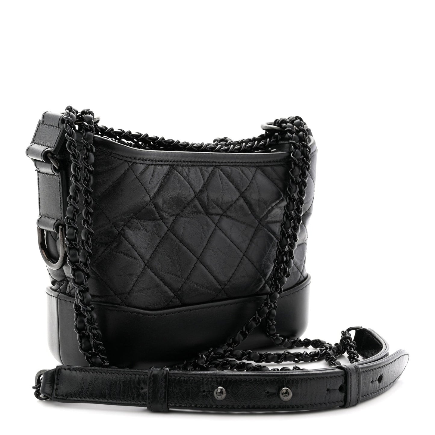 Aged Calfskin Quilted Small Gabrielle Hobo So Black