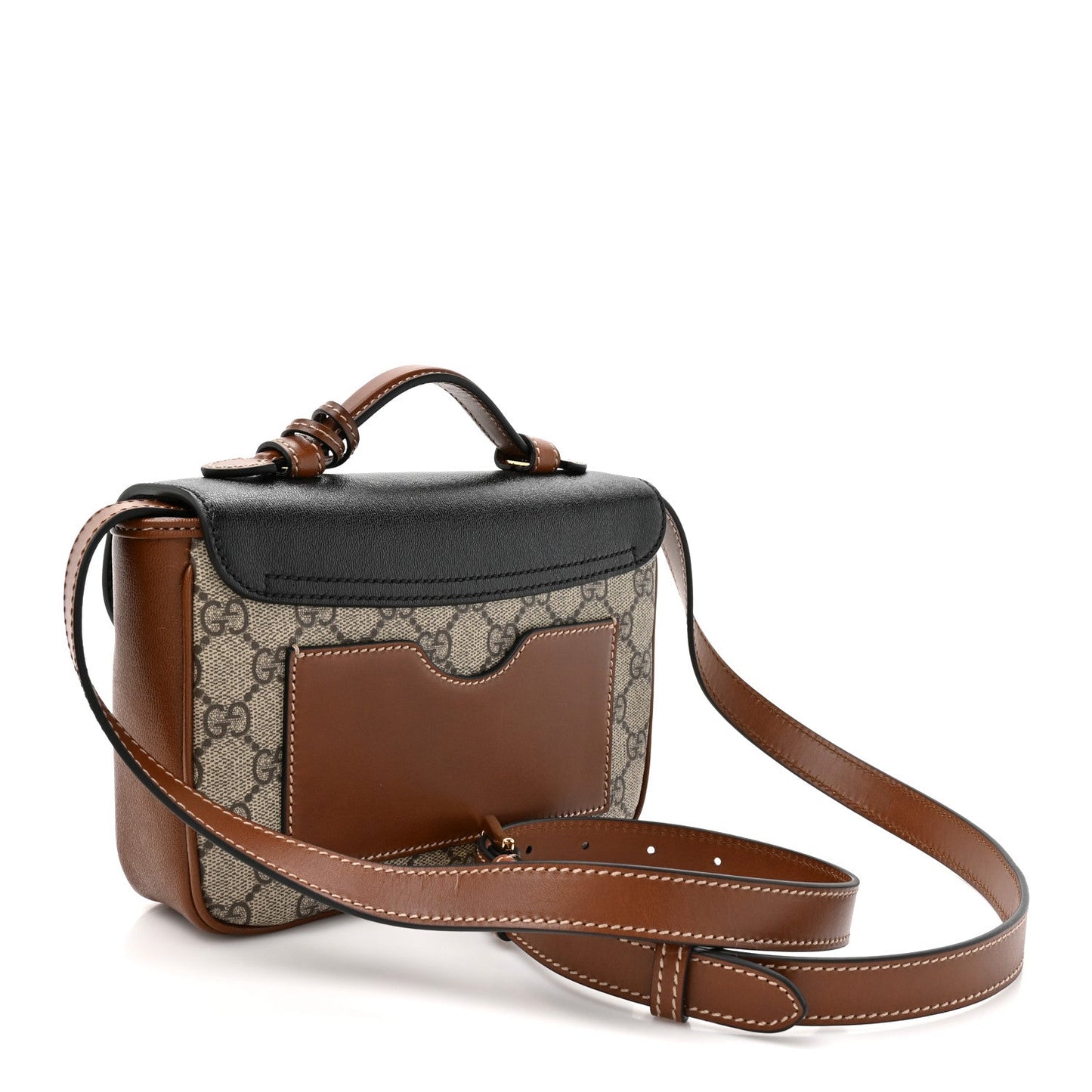 GG Supreme Monogram New Sakai Lux Calfskin Mini Padlock Flap Pocket Shoulder Bag Beige Ebony Black Cuir