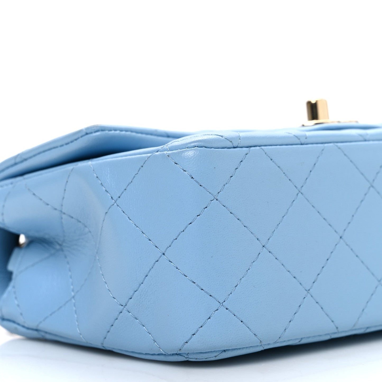 Lambskin Quilted Mini Rectangular Flap Light Blue