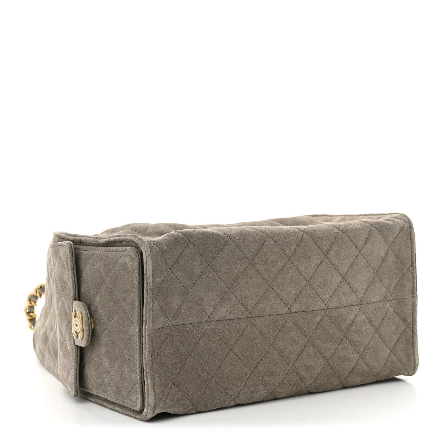Suede Quilted Medium Chanel 25 Handbag Dark Grey