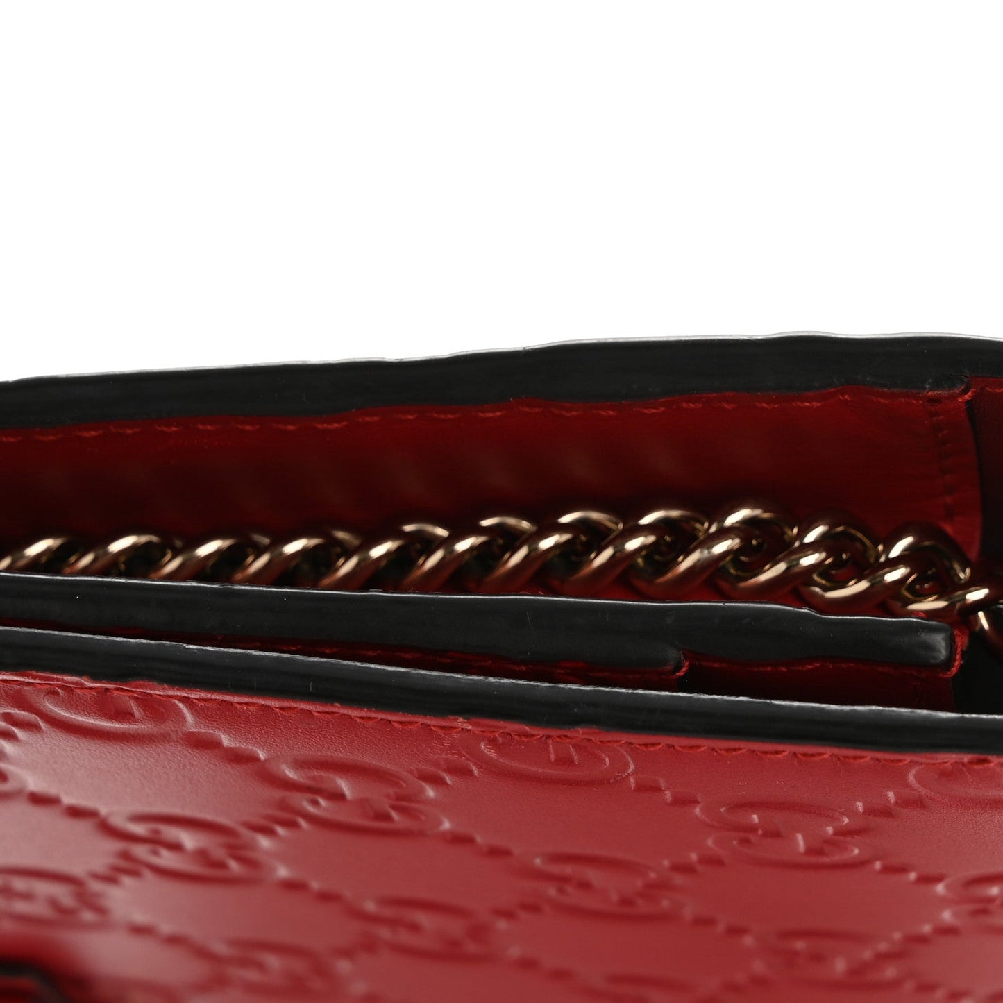 Guccissima Signature Bowy Chain Wallet Hibiscus Red