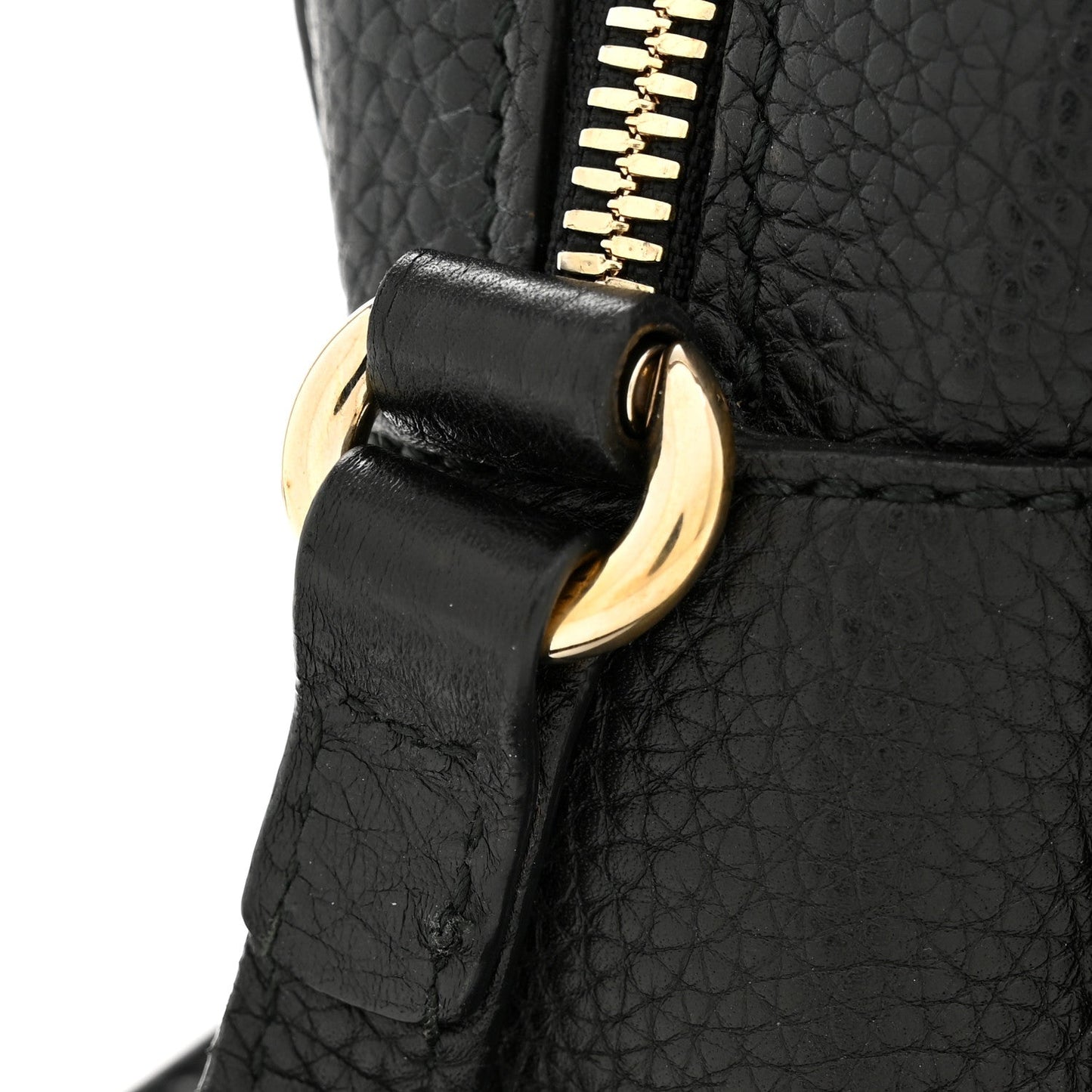 Pebbled Calfskin Small Soho Disco Bag Black