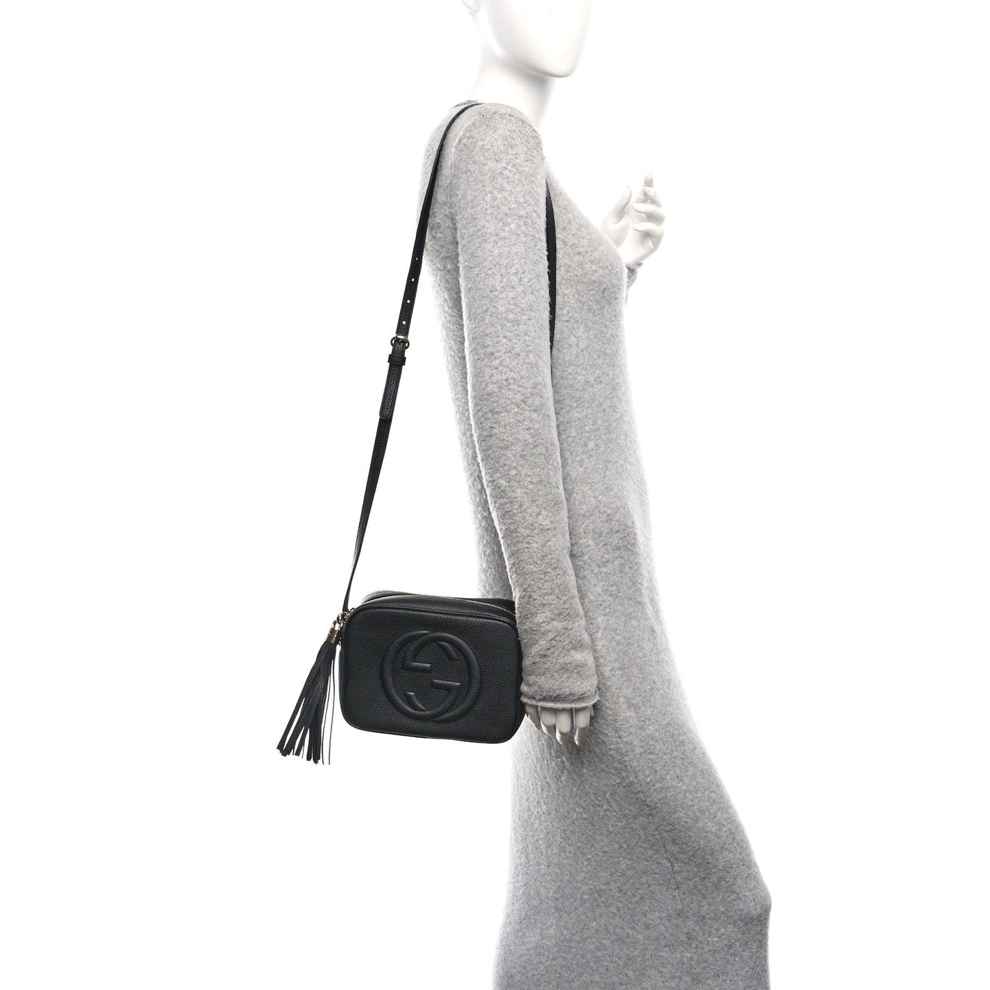 Pebbled Calfskin Small Soho Disco Bag Black