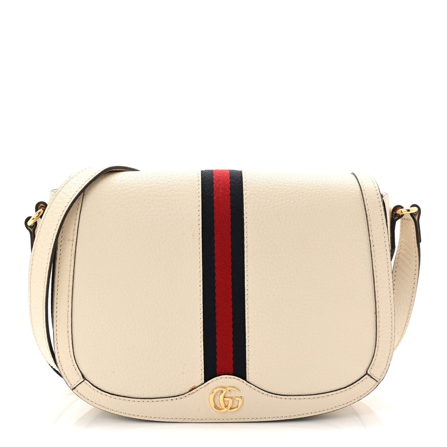 Textured Calfskin Small Ophidia Flap Messenger Bag Mystic White