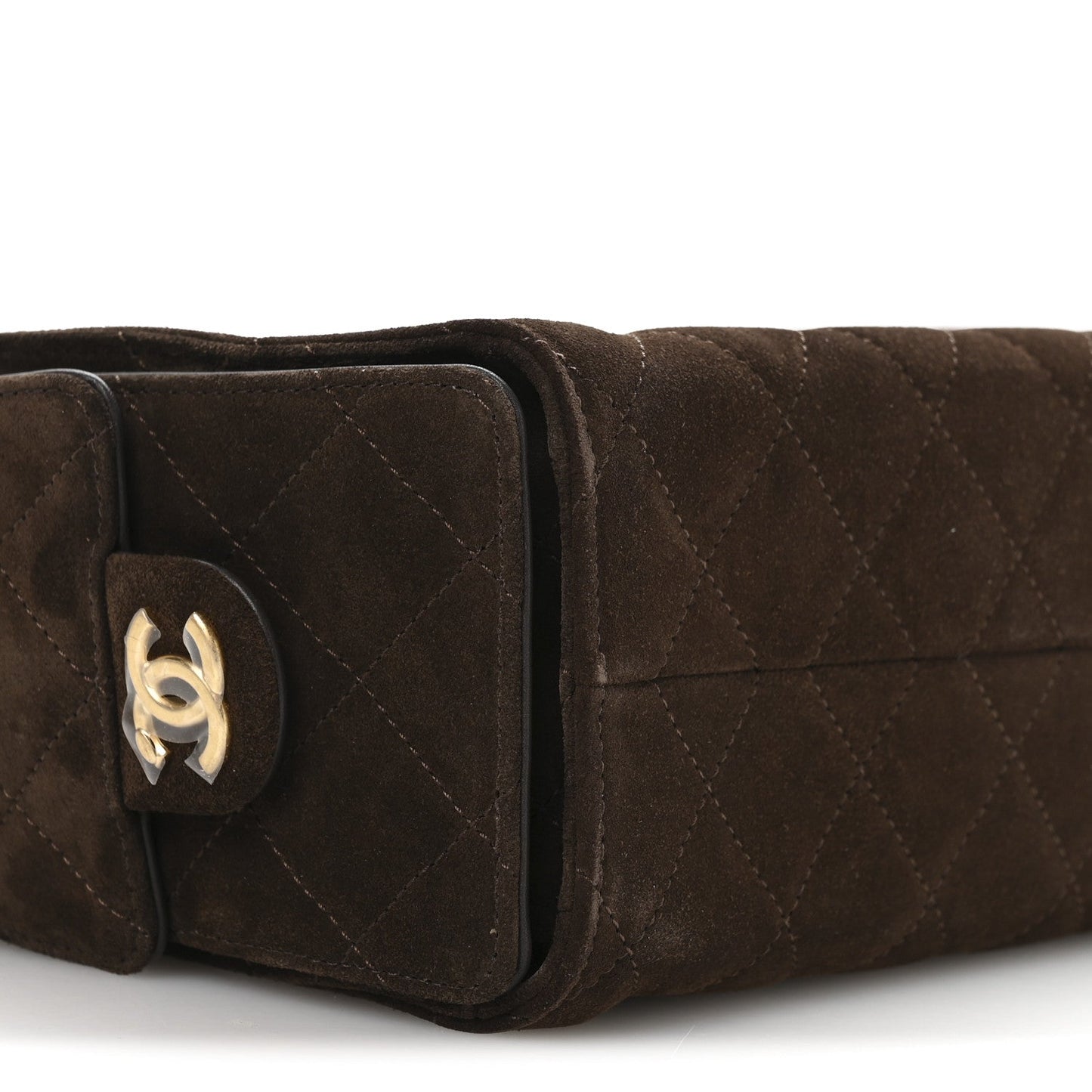 Suede Quilted Mini Chanel 25 Handbag Dark Brown