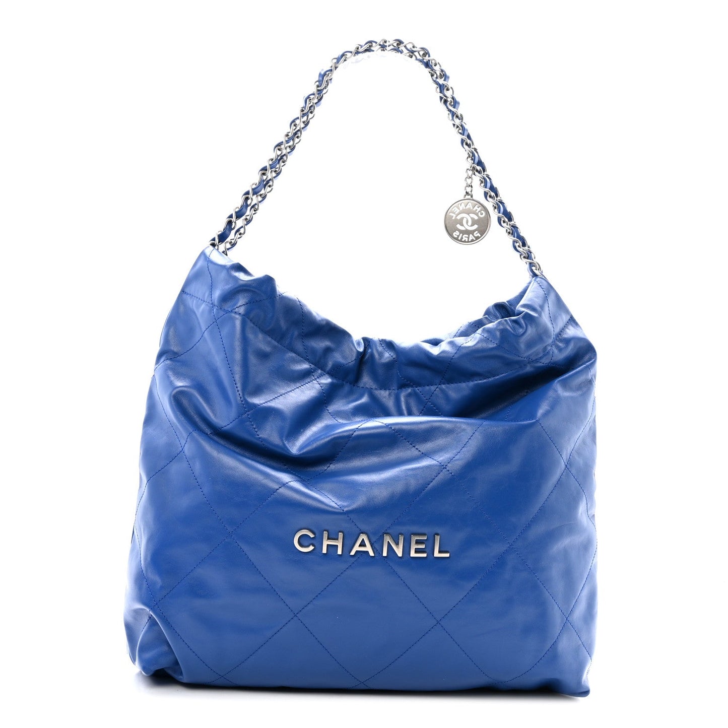 Shiny Calfskin Quilted Chanel 22 Blue