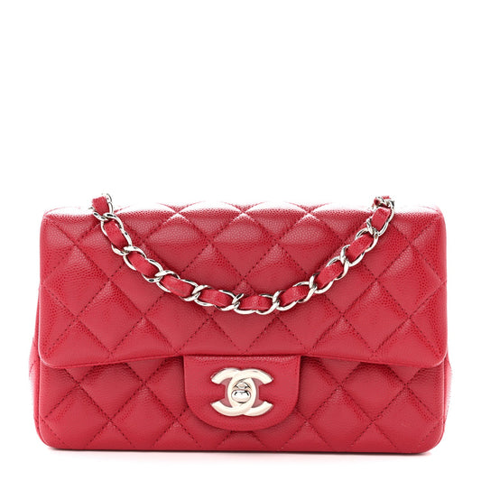 Caviar Quilted Mini Rectangular Flap Pink