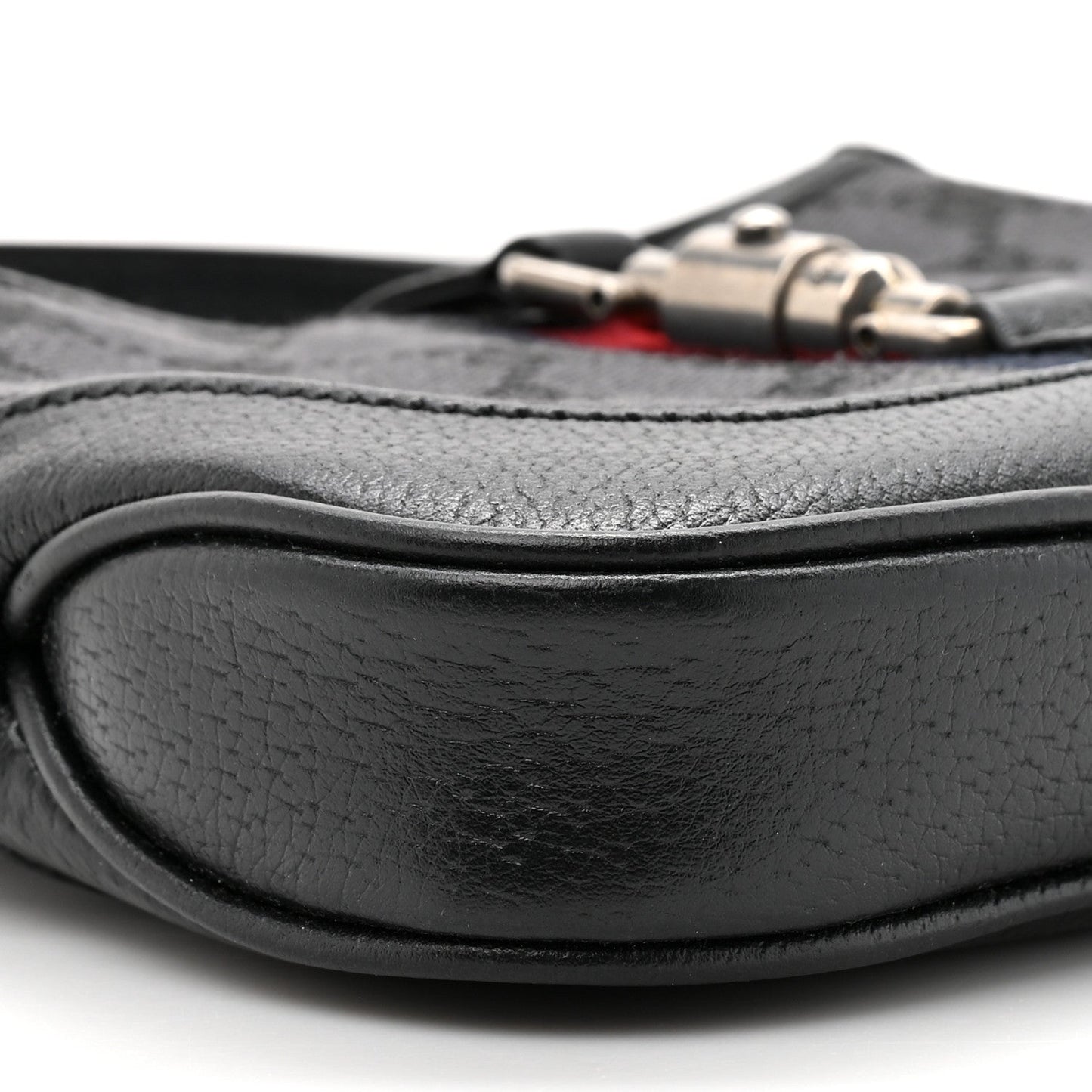 X BALENCIAGA BB Monogram Calfskin Web Mini Jackie 1961 Hobo Black