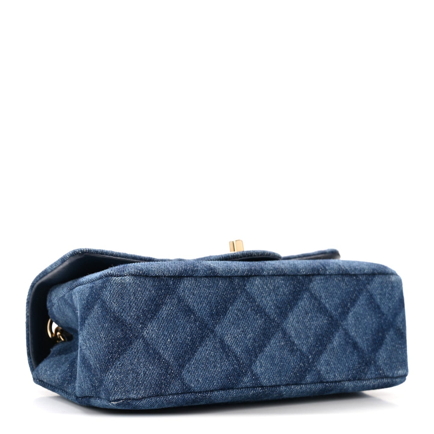 Printed Denim Quilted Mini Rectangular Flap Dark Blue