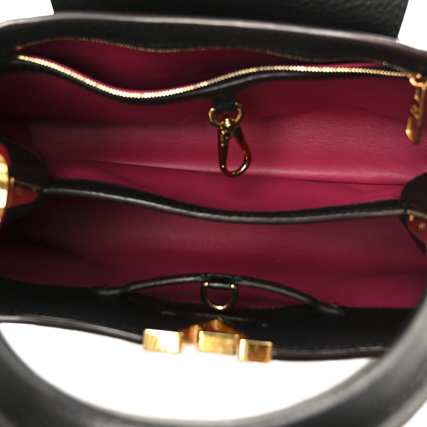 Taurillon Capucines PM Black Fuchsia