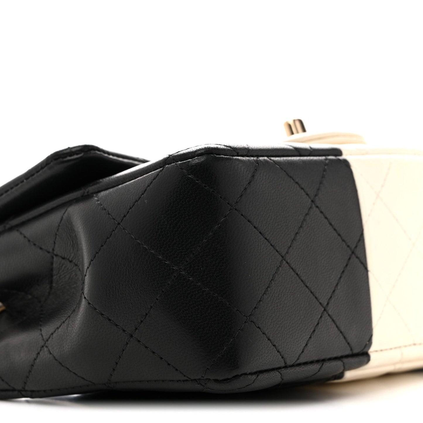 Lambskin Quilted Mini Rectangular Flap Black White