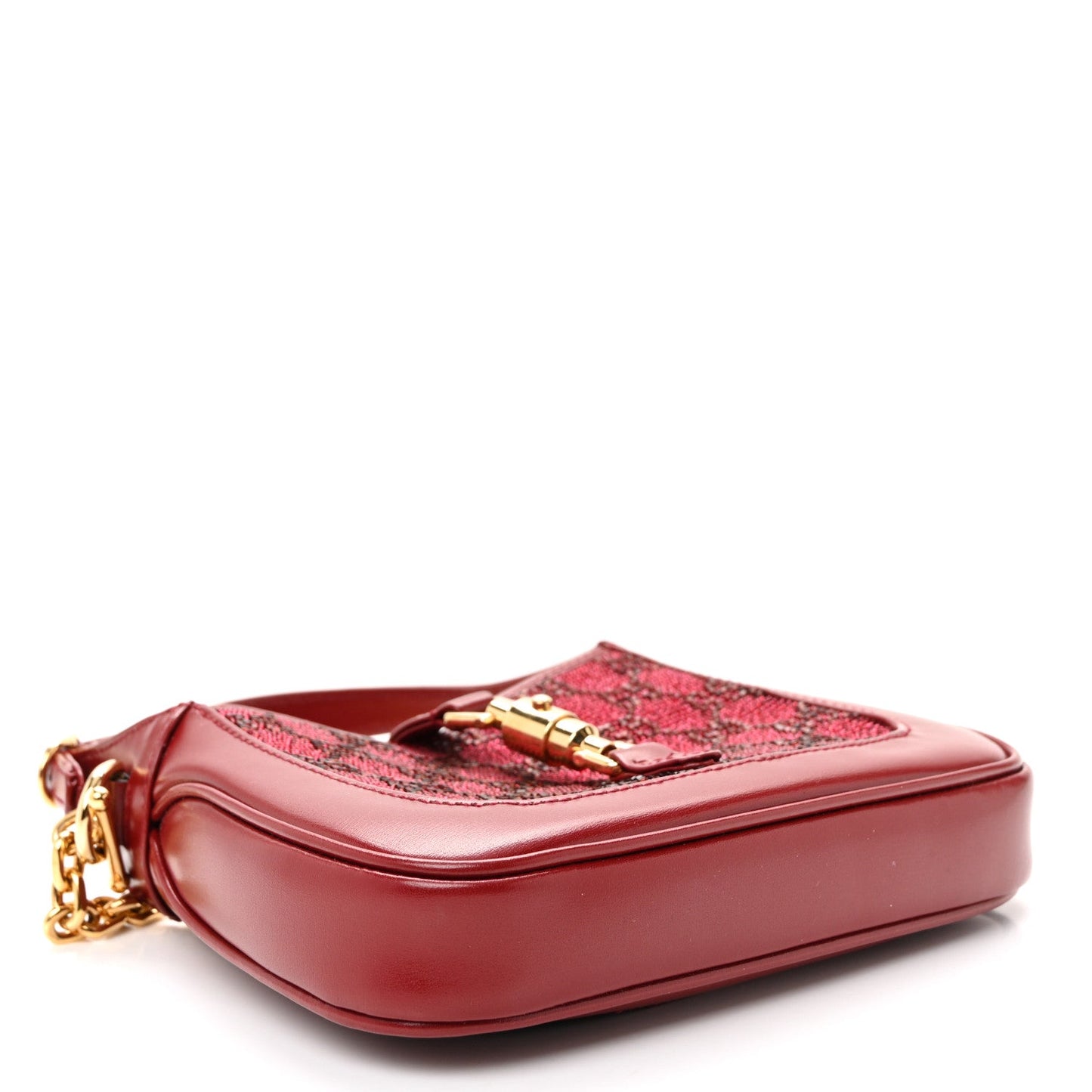 Calfskin Beaded Embroidery GG Monogram Mini Jackie 1961 Cherry Red