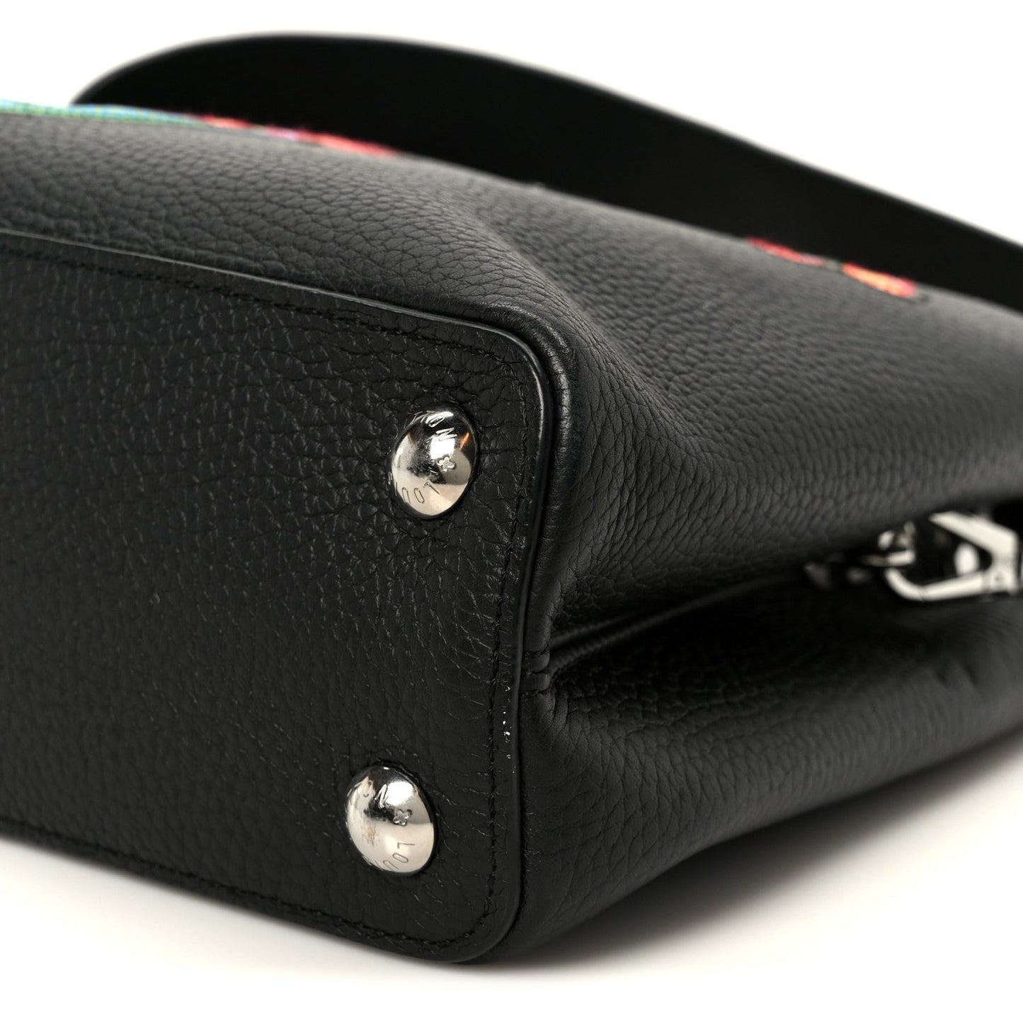 LV X YK Taurillon Inlaid Kusama Flowers Capucines BB Black