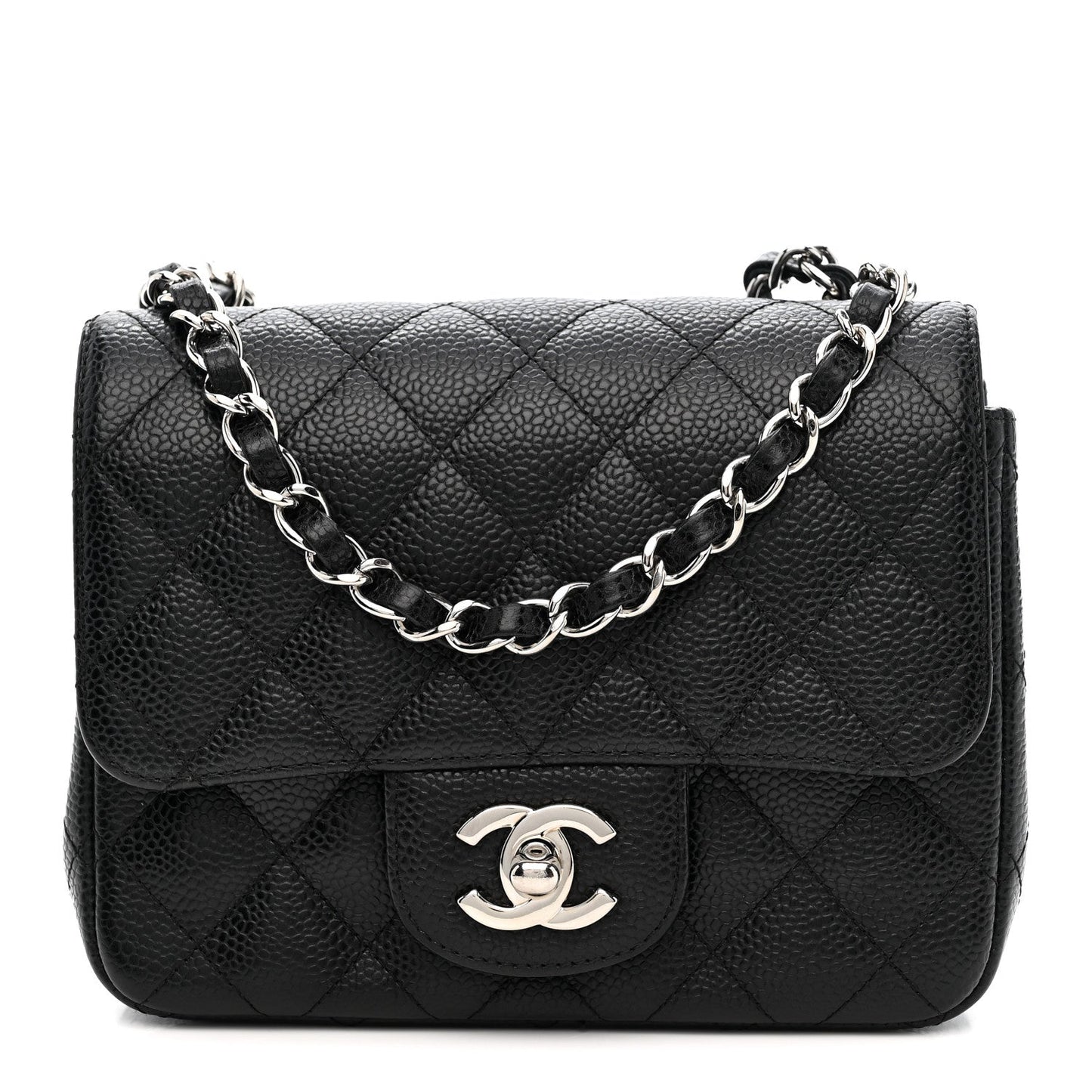 Caviar Quilted Mini Square Flap Black