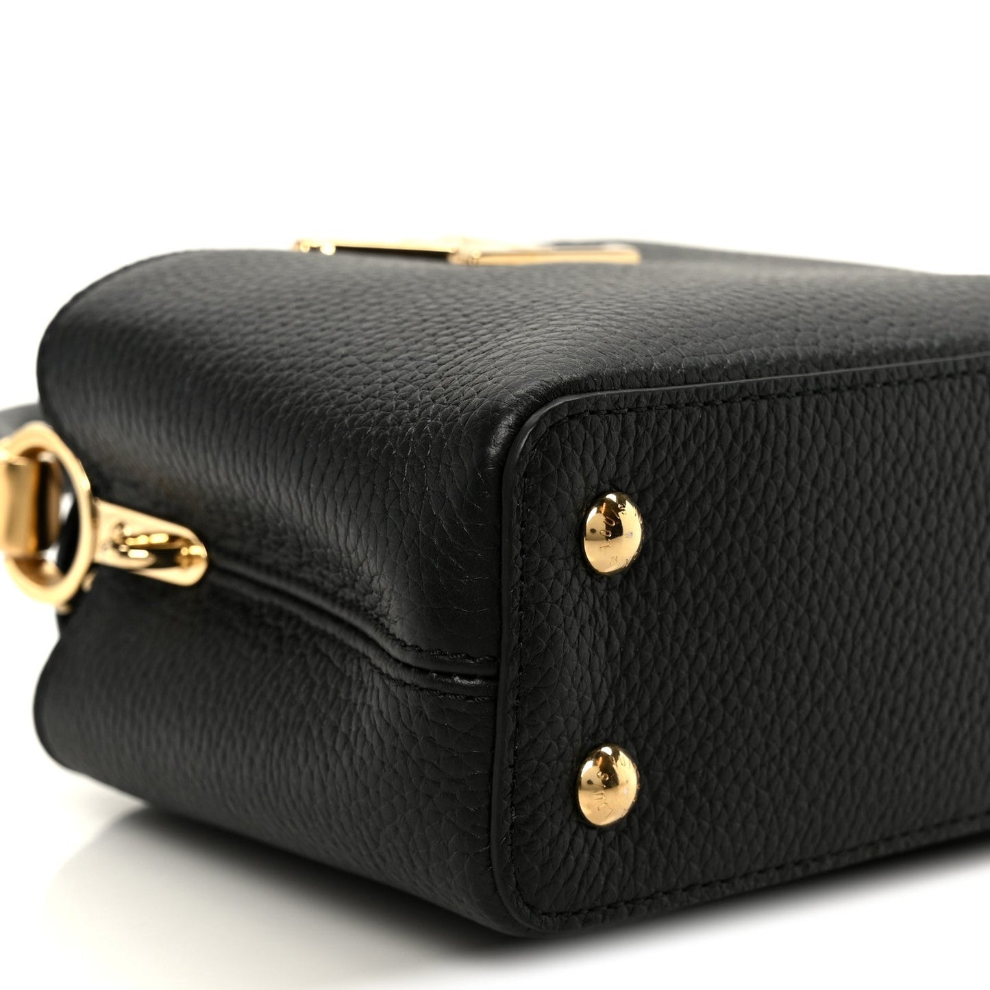Taurillon Embellished Flower Handle Capucines Mini Black
