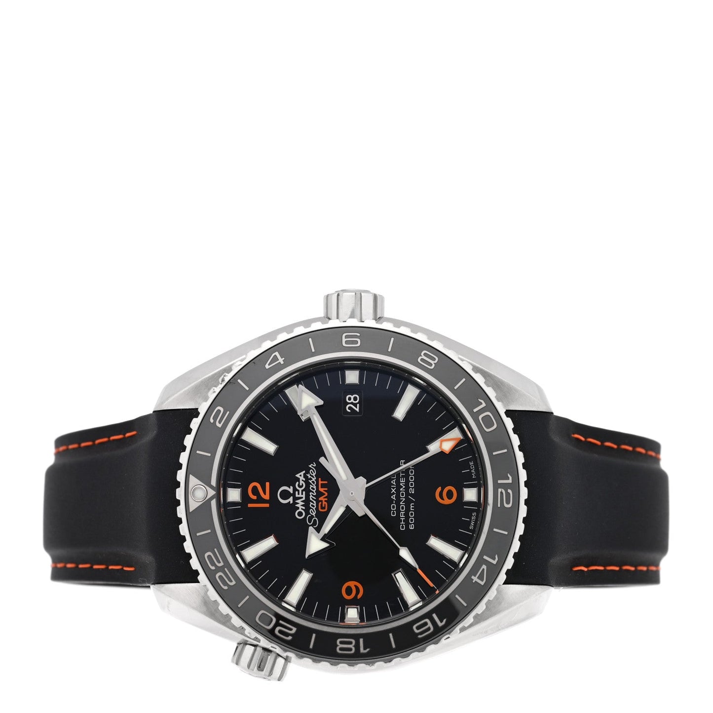 Stainless Steel Calfskin 43mm Seamaster Planet Ocean GMT Co-Axial Chronometer Automatic Watch Black 232.32.44.22.01.002