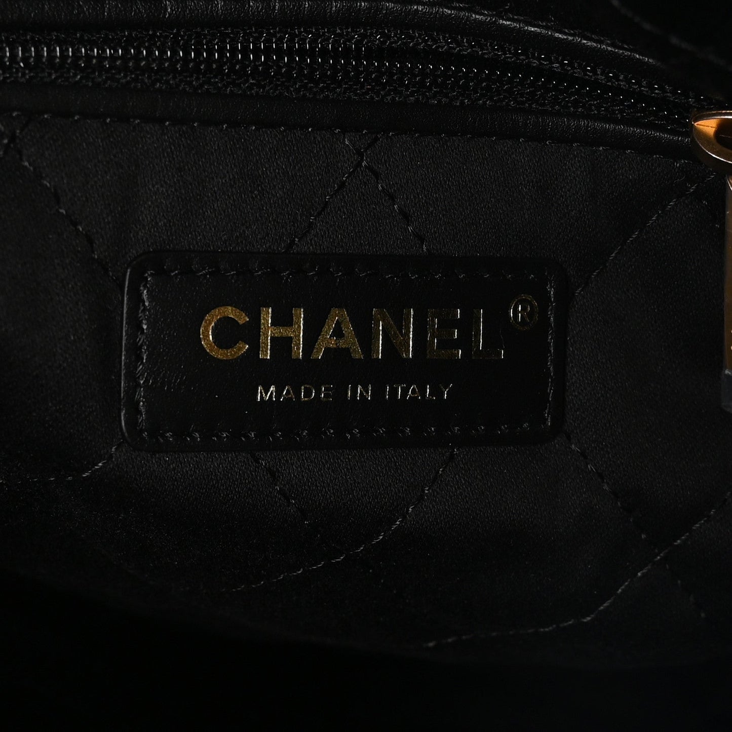 Shiny Calfskin Quilted Chanel 22 Backpack Black