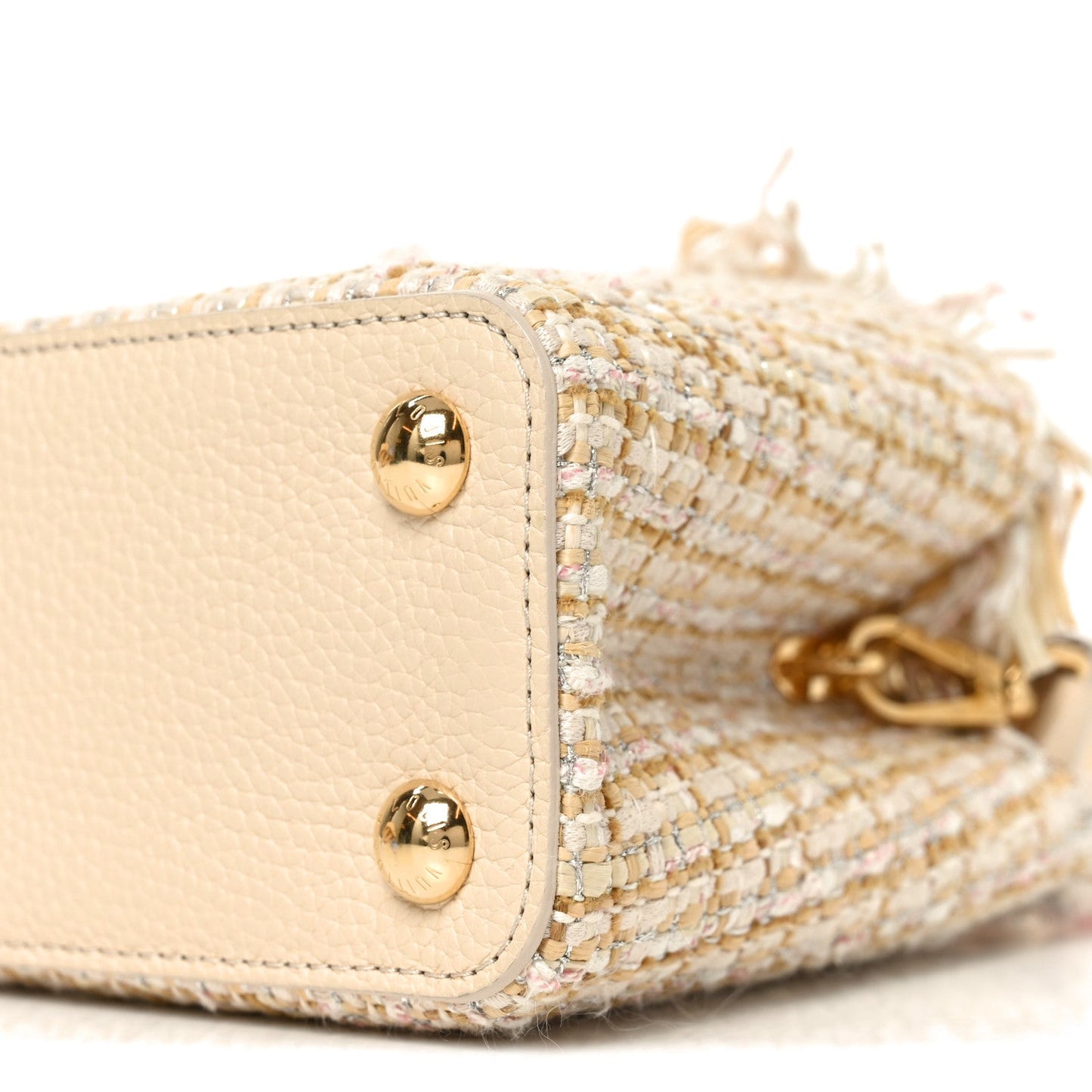 Tweed Taurillon Capucines BB Beige