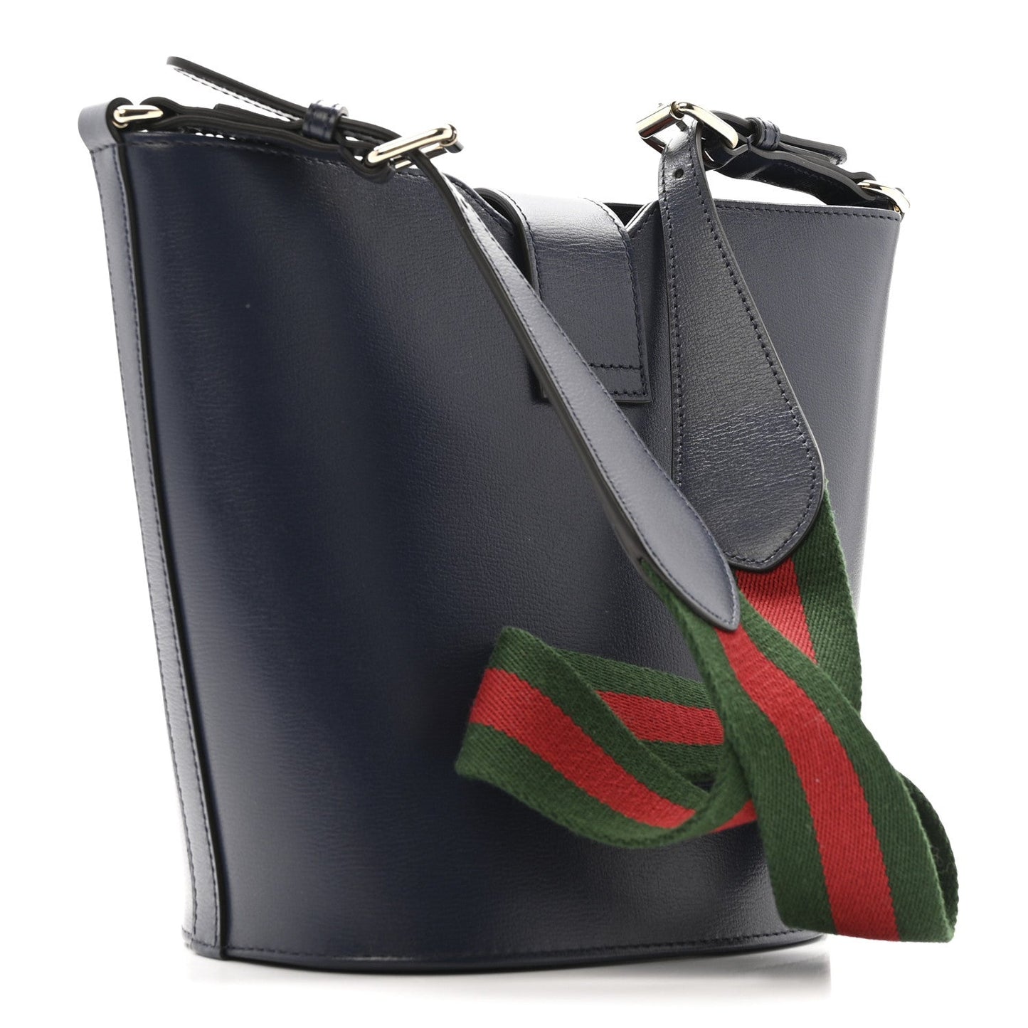 Tritone Calfskin Web Mini Ophidia Bucket Bag Blue