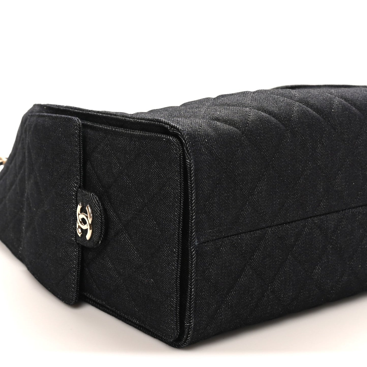 Denim Quilted Medium Chanel 25 Handbag Dark Blue