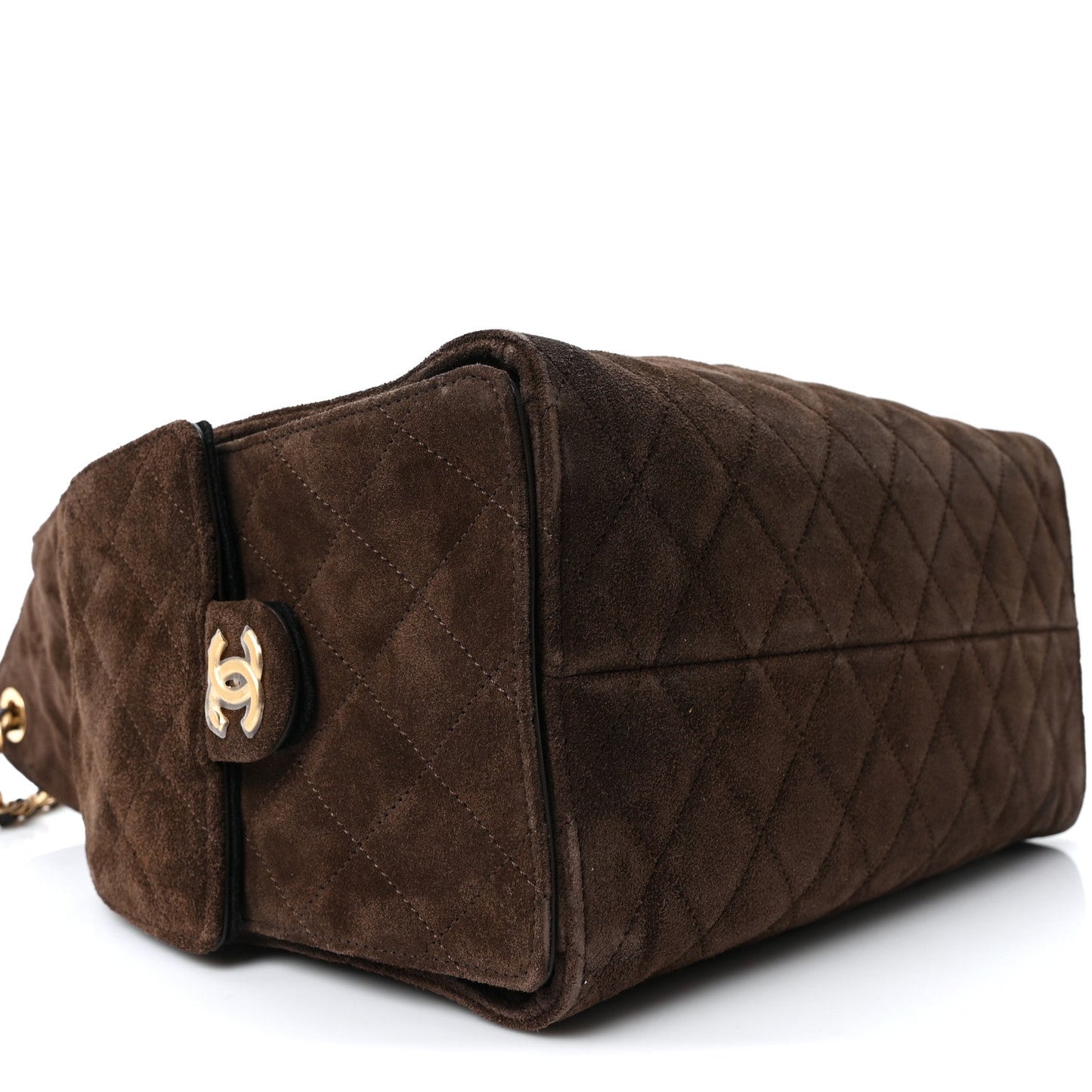 Suede Quilted Medium Chanel 25 Handbag Dark Brown