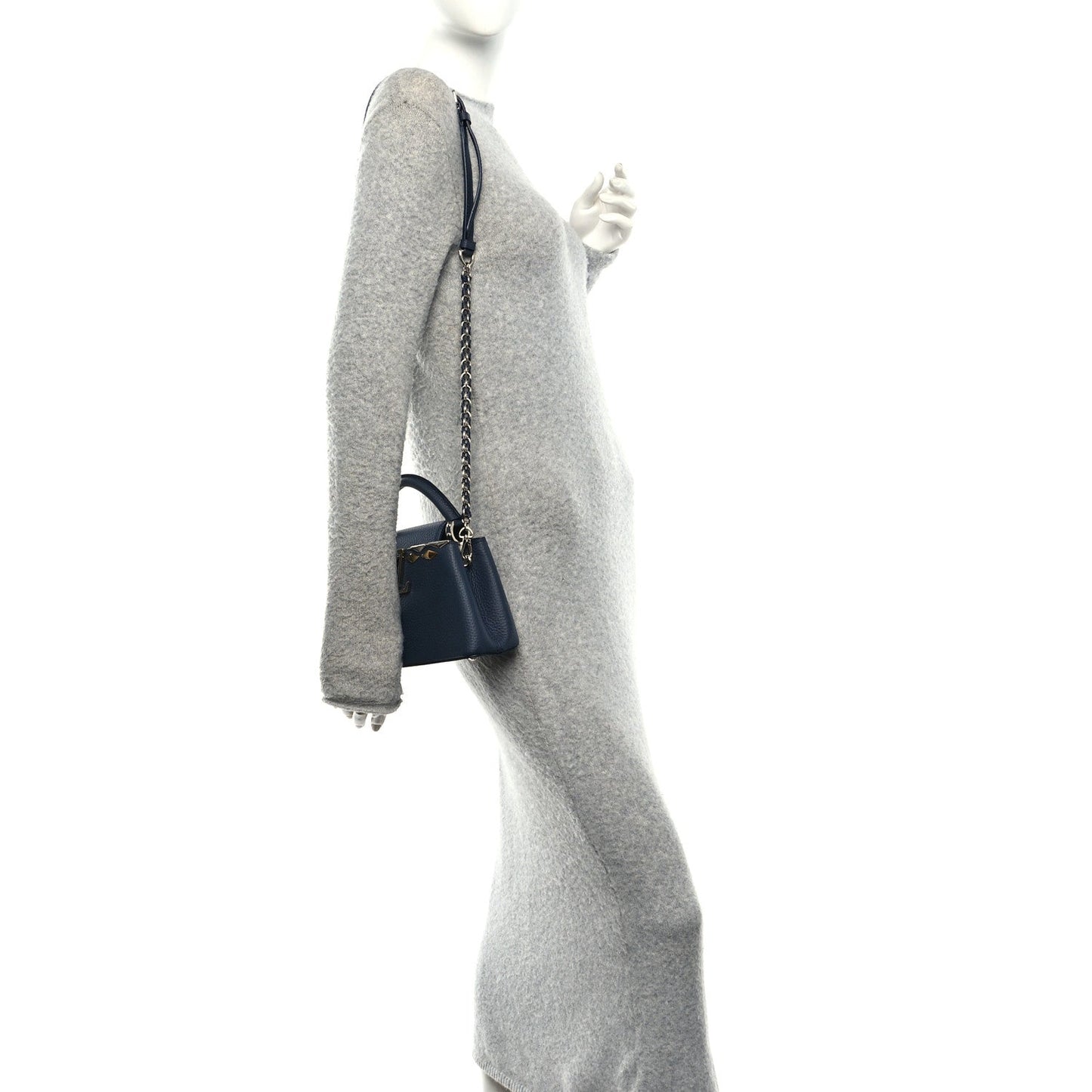 Taurillon Embellished Malletage Crown Mini Capucines Navy